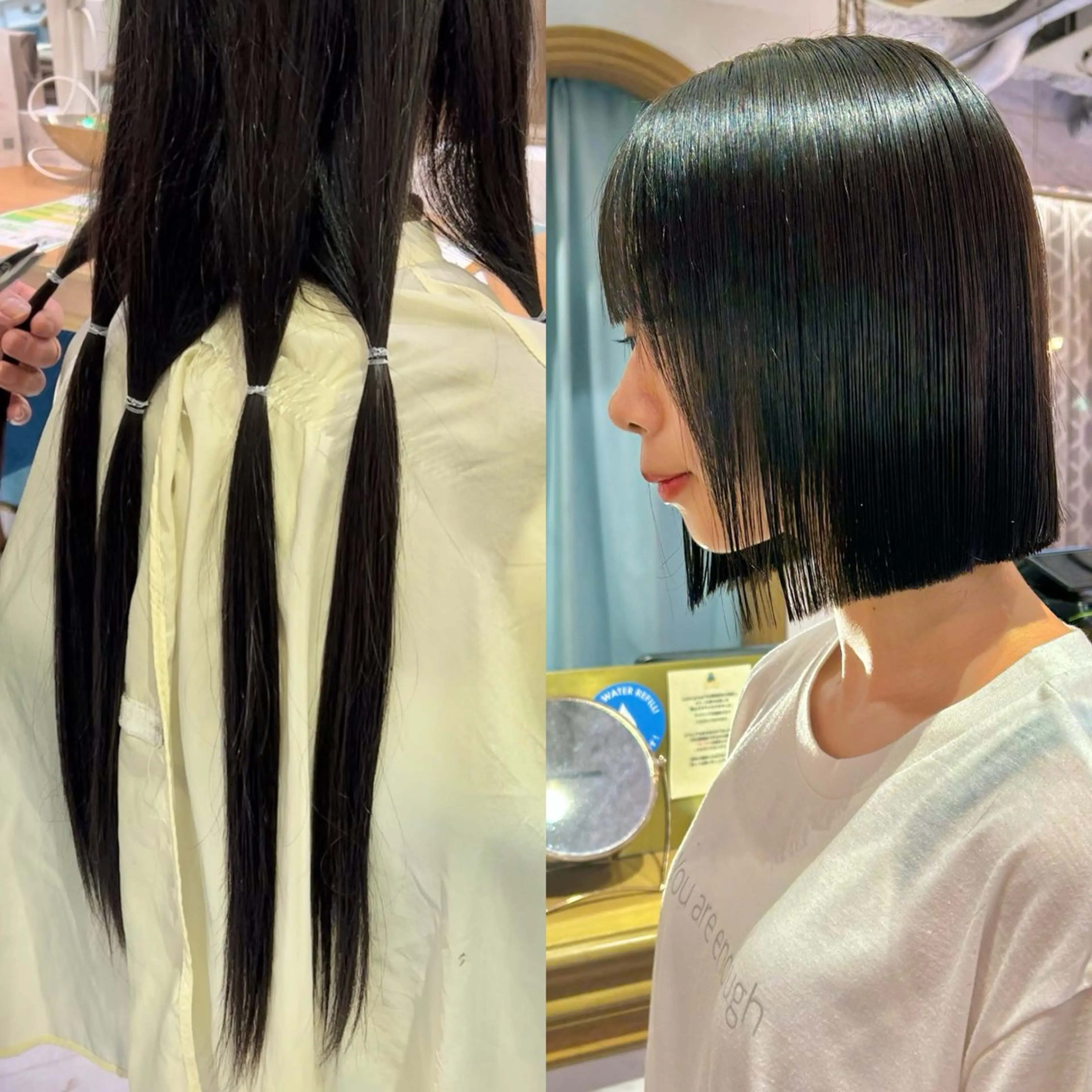 ミディアム カラー ヘアアレンジ 切りっぱなしボブ ボブ 縮毛矯正 カット ヘアカラー 縮毛矯正 髪質改善【縮毛矯正】 美髪ボブを量産する人のヘアスタイル