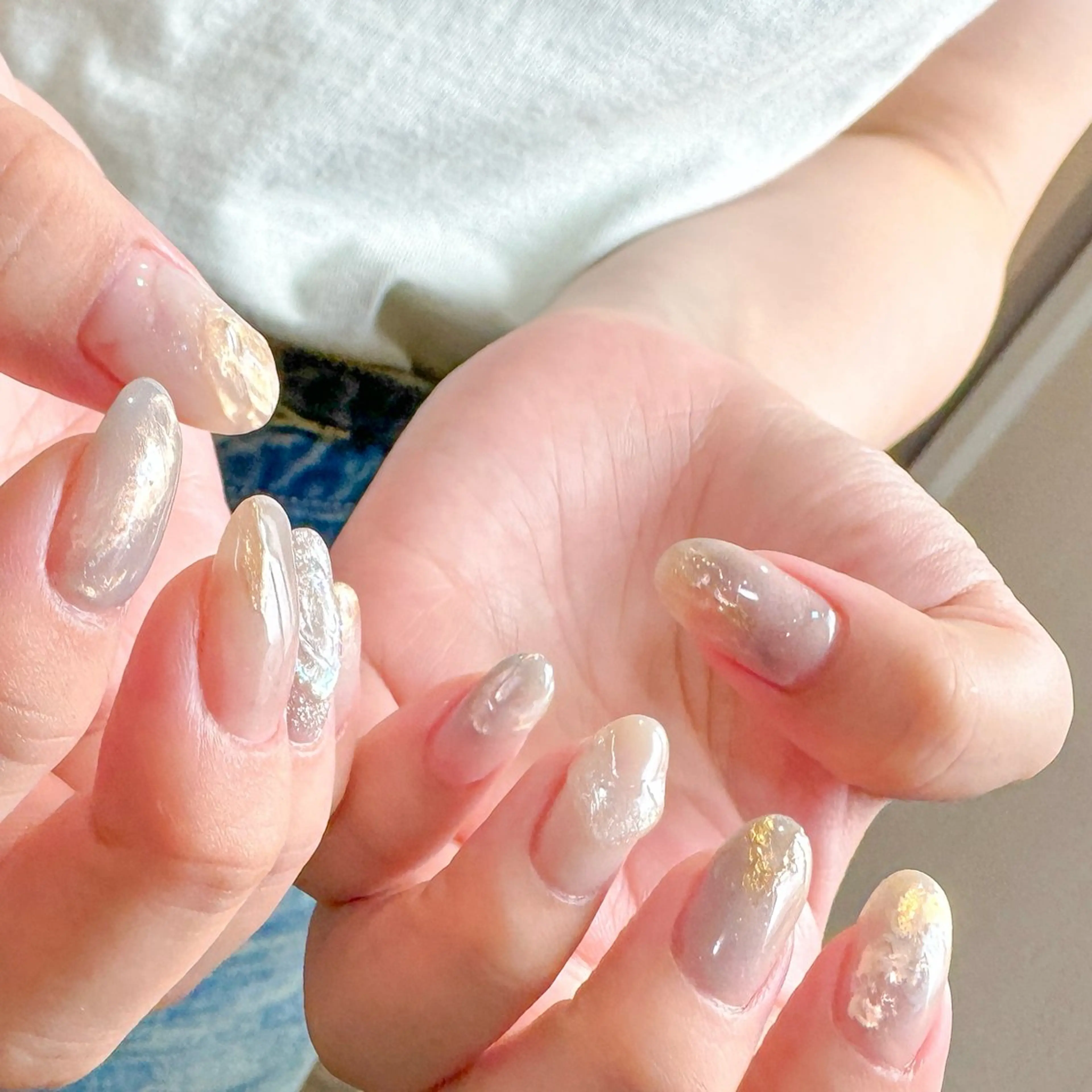 ネイル ブルー ラメ(グリッター) マグネットネイル ニュアンスネイル ぷっくりネイル ハンドネイル pointillé .ayaのネイルデザイン