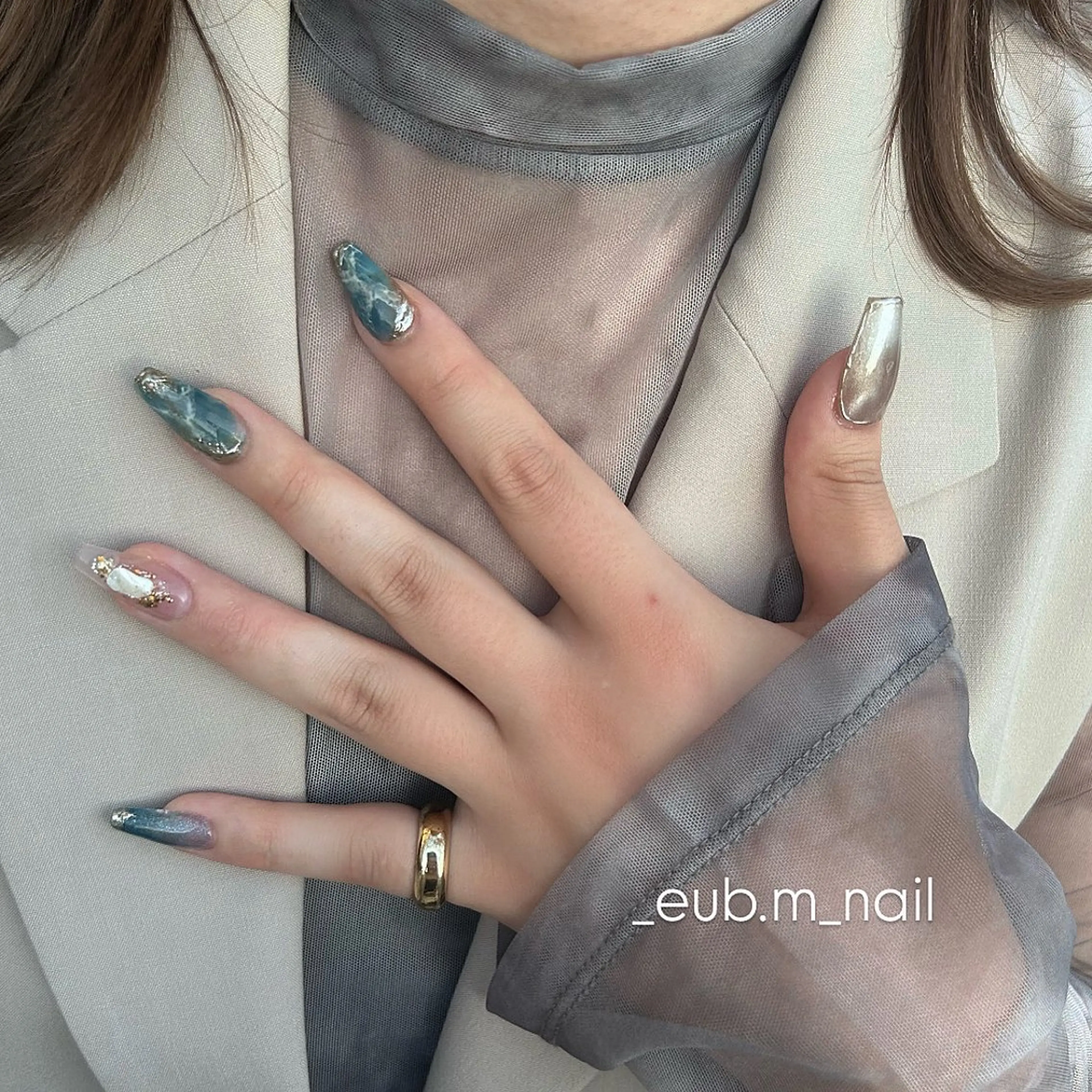 ネイル 大理石ネイル(マーブル) 深夜ネイルサロン eub.m_nailのネイルデザイン
