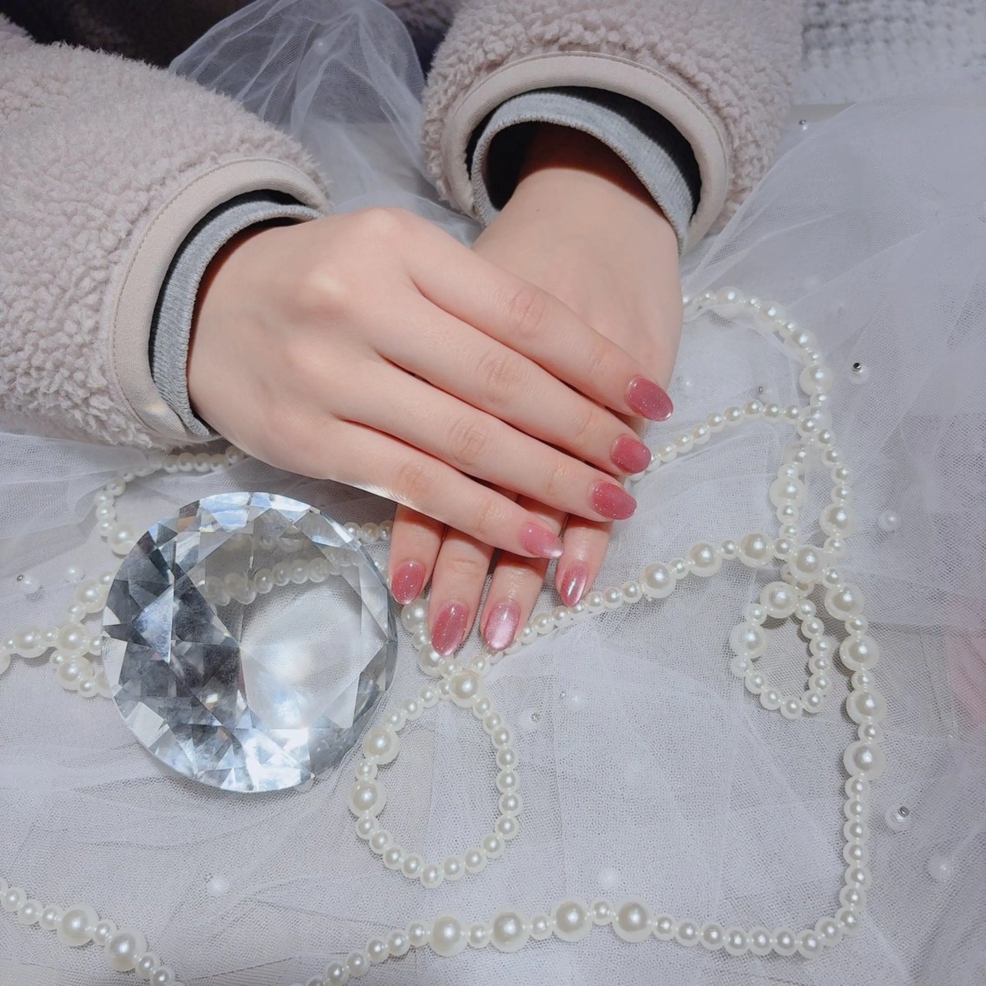 ネイル ラメ(グリッター) マグネットネイル ピンク ハンドネイル ブリオン大濠本店💟 𝕄𝕚𝕂𝔸のネイルデザイン