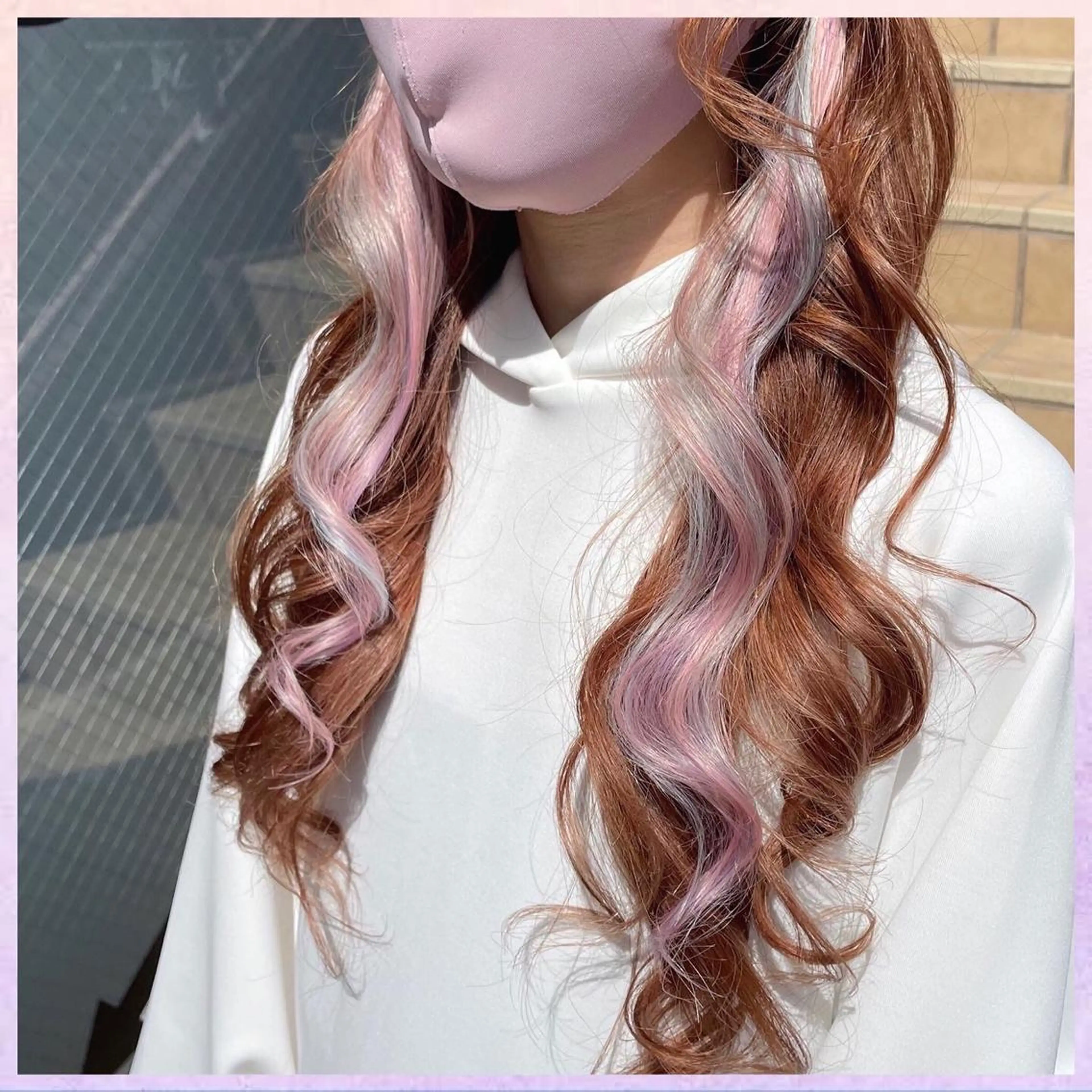 ロング カラー パーマ ヘアアレンジ 編み込みエクステ シールエクステ インナーカラー ユニコーンカラー エクステ 八巻 晴香のヘアスタイル