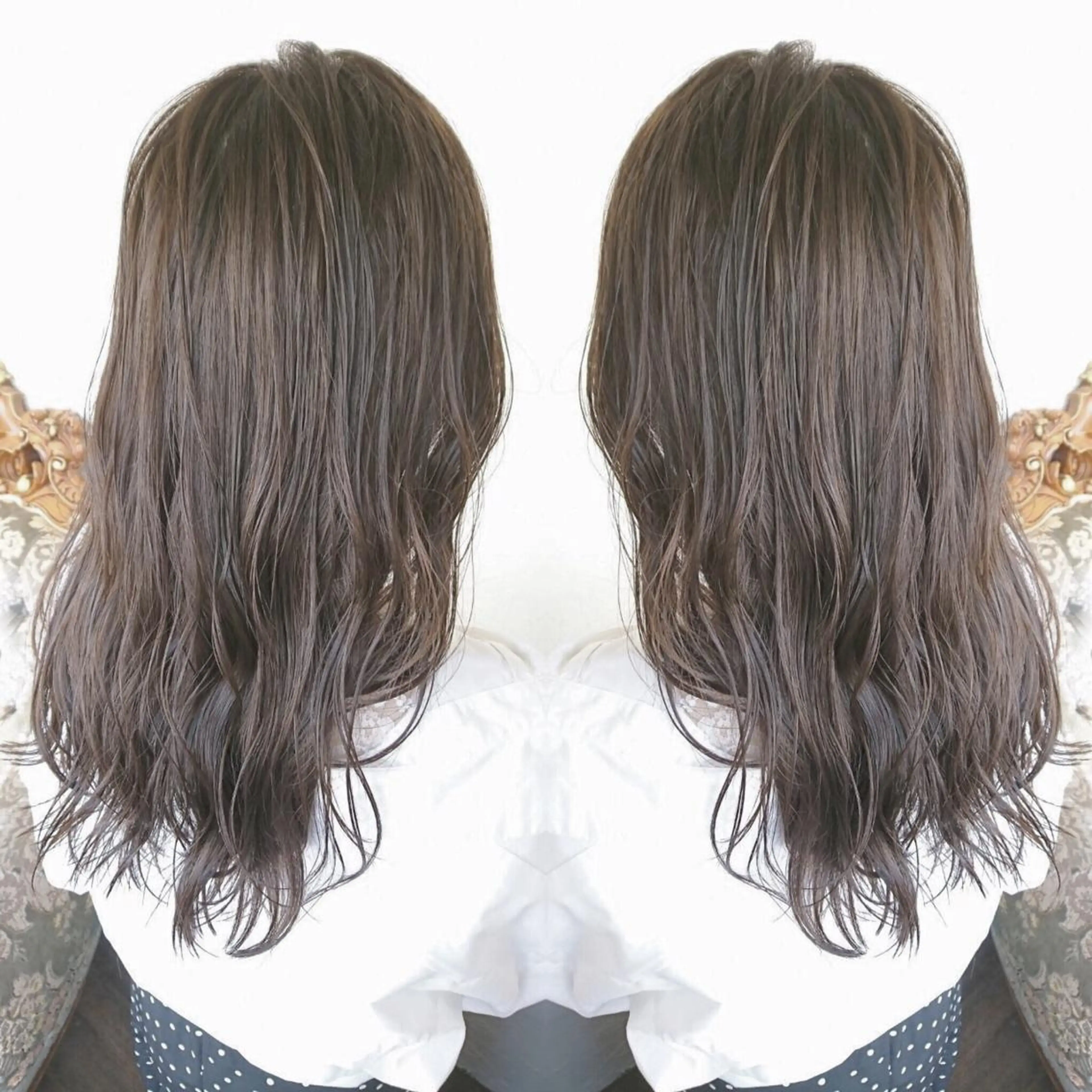 ロング カラー パーマ ヘアアレンジ ベージュカラー ヌーディベージュ エグチ アキラのヘアスタイル