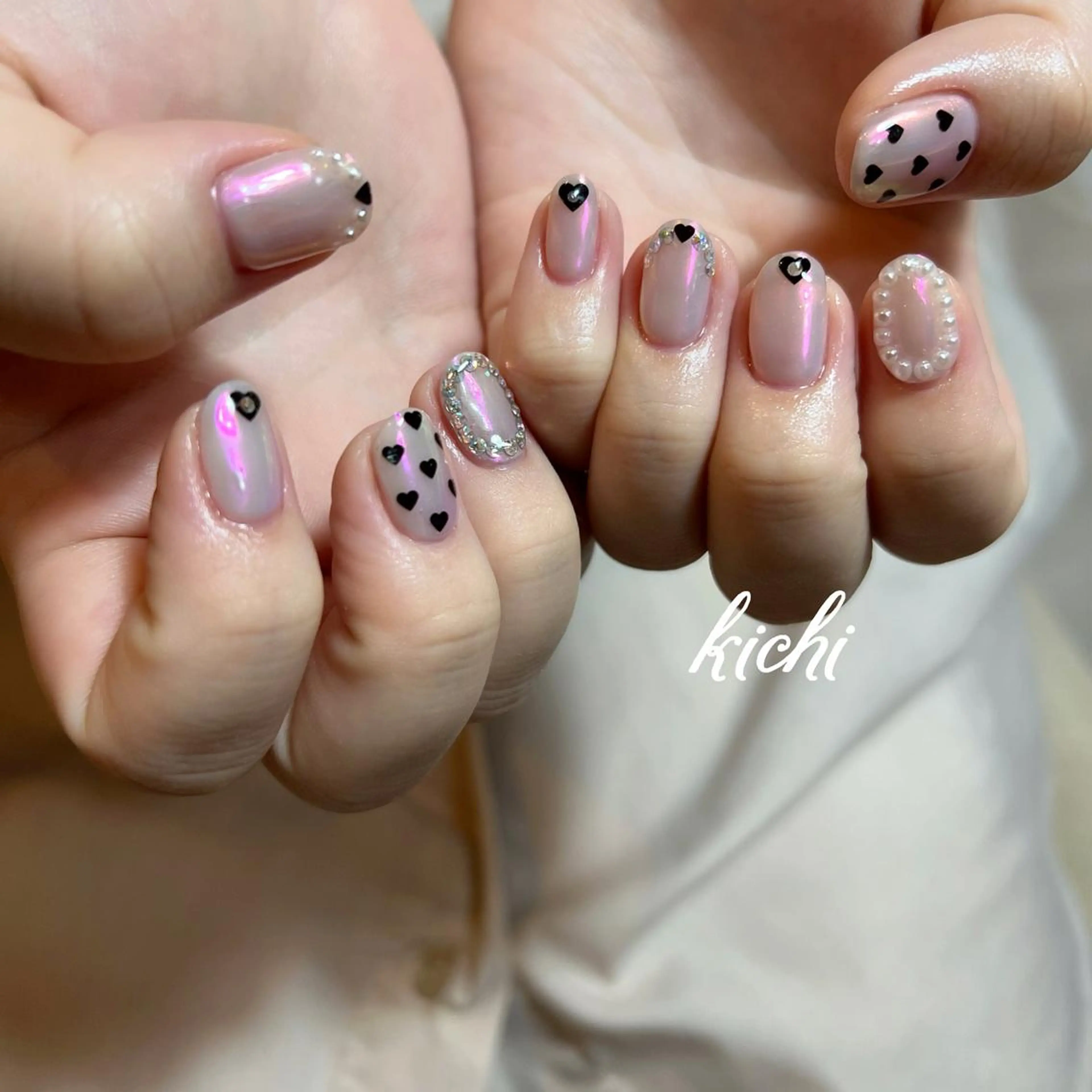 ネイル オーロラネイル ジェルネイル キラキラネイル 持ち込み ニュアンスネイル kichi･:* みじゅのネイルデザイン