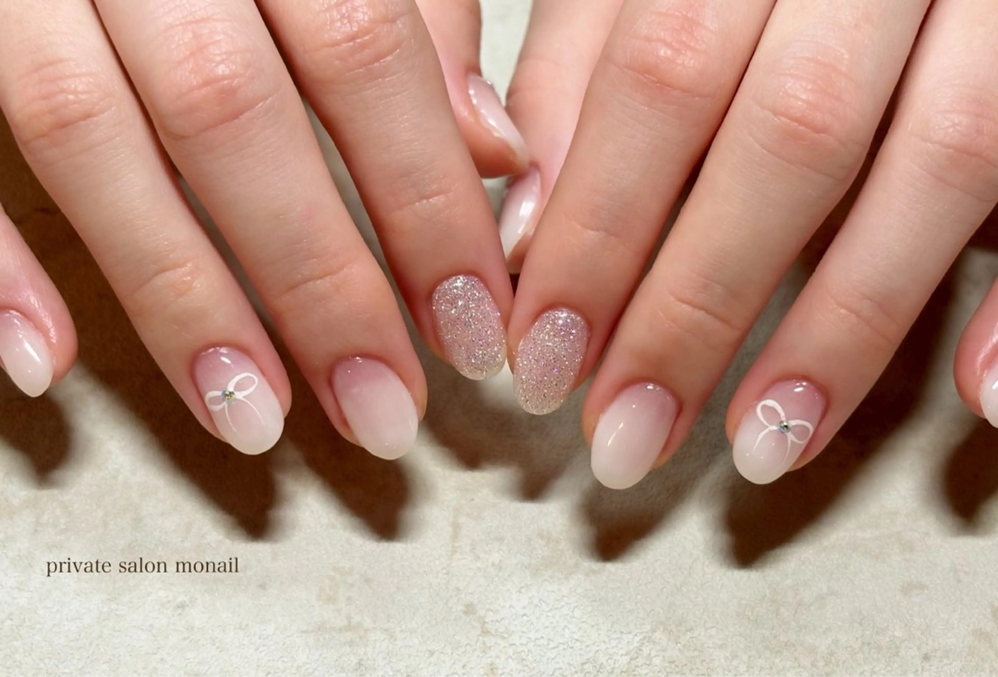 ネイル リボン ハンドネイル private nail monail所属・nail salon monailのネイルデザイン