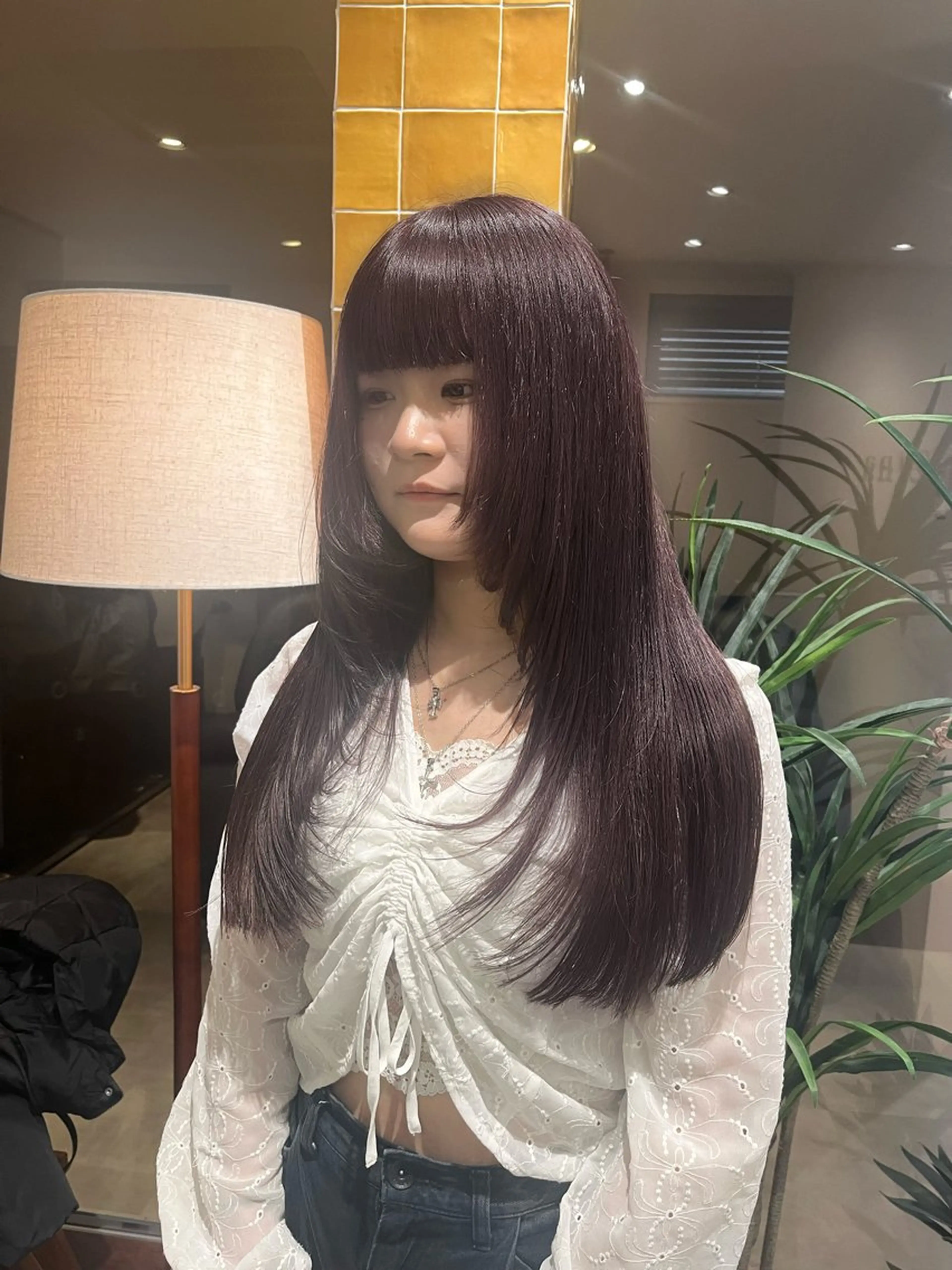 ロング カラー ディープラベンダー ラベンダーカラー カット ヘアカラー トリートメント レイヤー/ハイトーン ೀユイ🌙のヘアスタイル