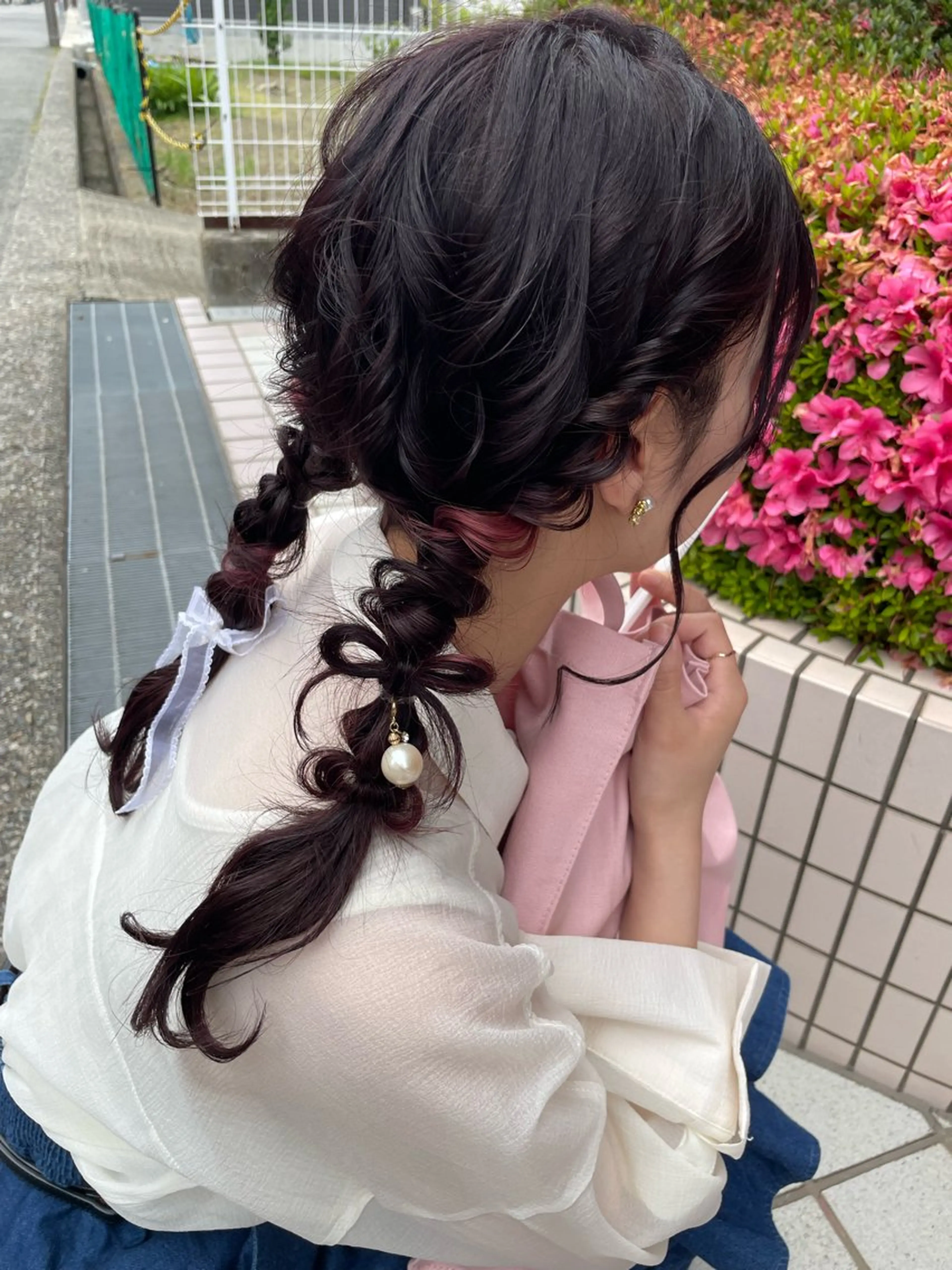 ロング カラー ヘアアレンジ ベージュカラー ブリーチ ボルドーカラー ブラウンカラー カシス ヘアカラー トリートメント ヘアセット 梅田/美髪カラー/ ガーリー🎀/Noeのヘアスタイル