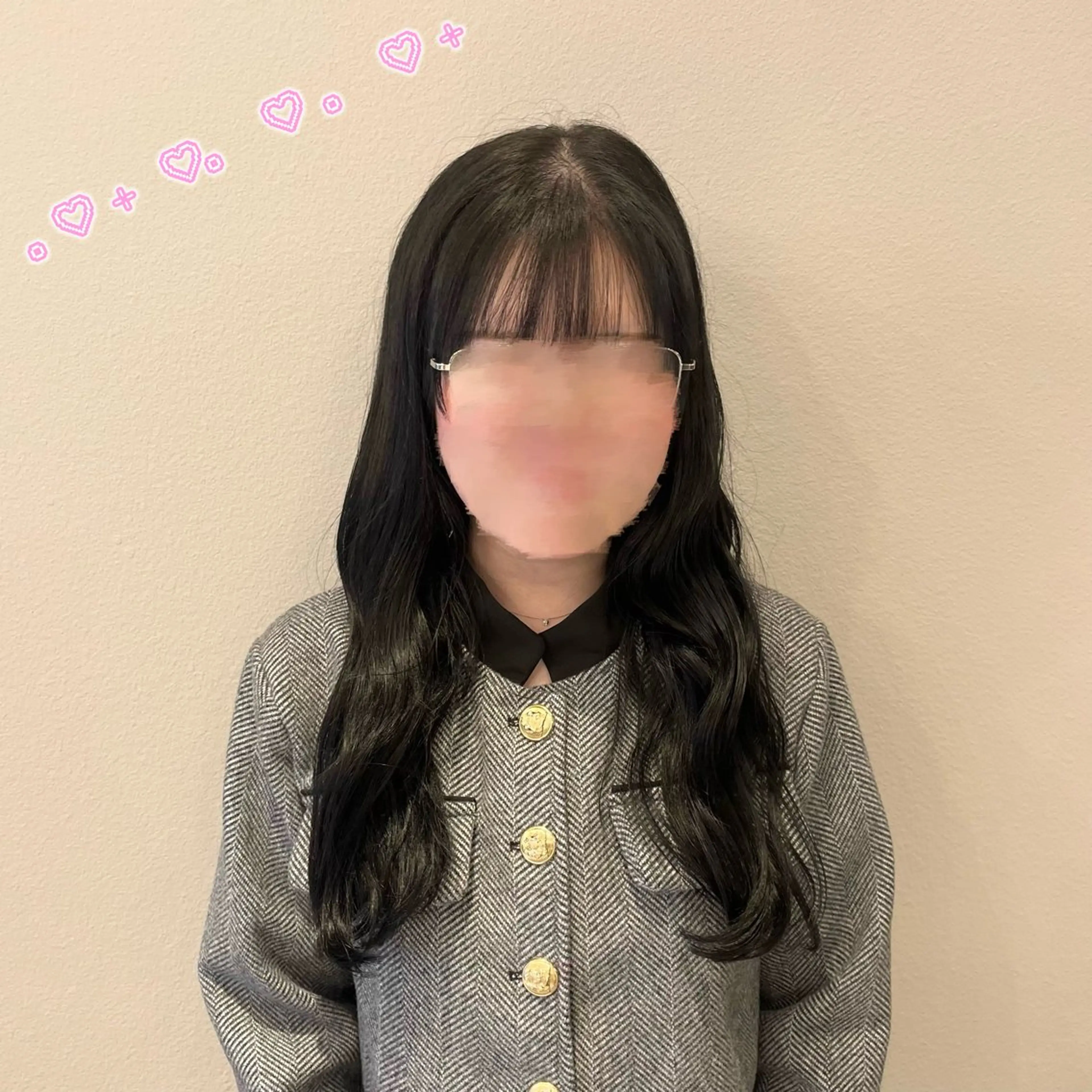 ロング カラー 黒髪 ブルーカラー ブルーブラック 透明感カラー カット ヘアカラー ヘアセット/ピンク /レッド/あつはのヘアスタイル