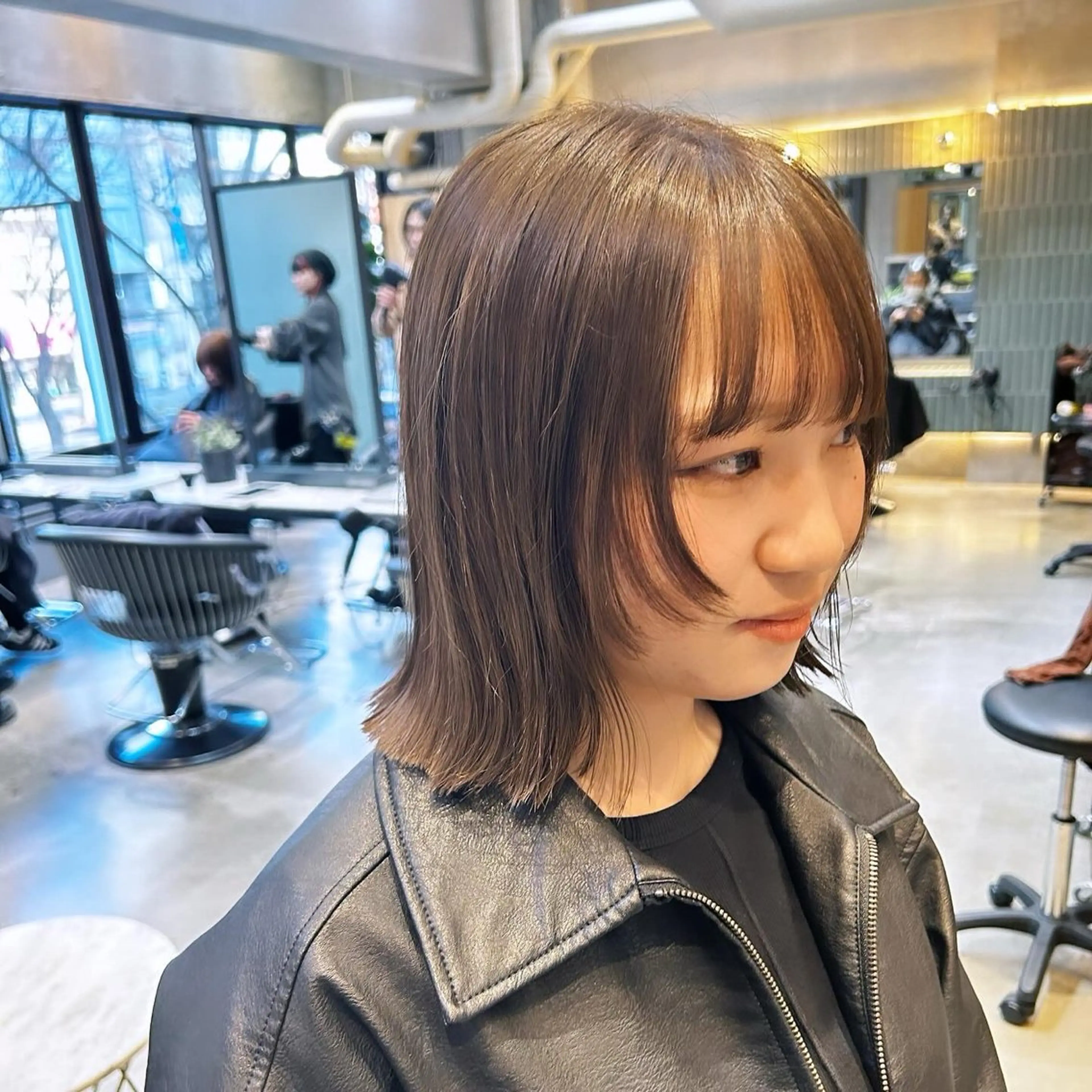 ミディアム カラー 田中 励也 縮毛矯正のヘアスタイル