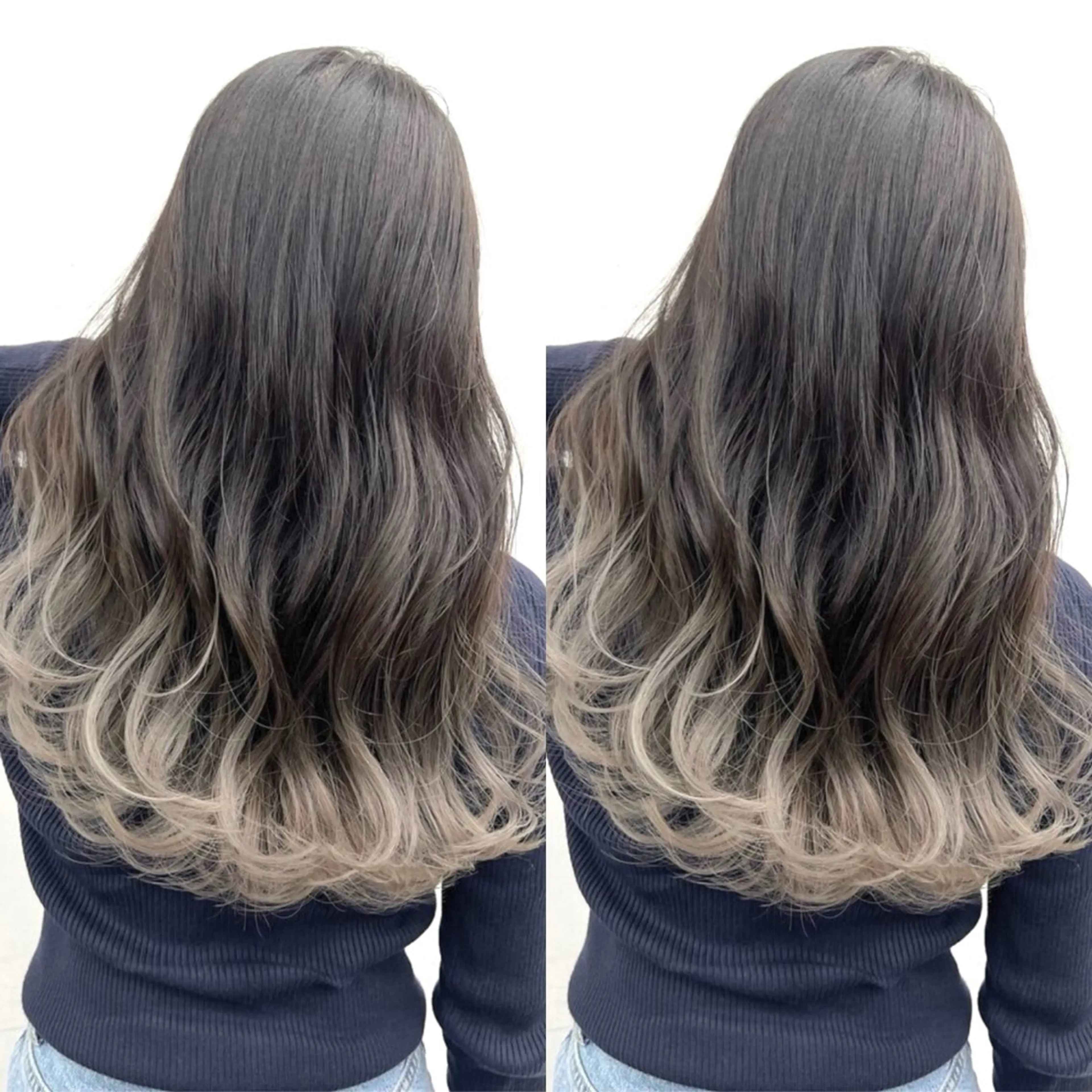 ロング カラー グラデーションカラー シルバー ブリーチ無しダブル カラー🦕まどかのヘアスタイル