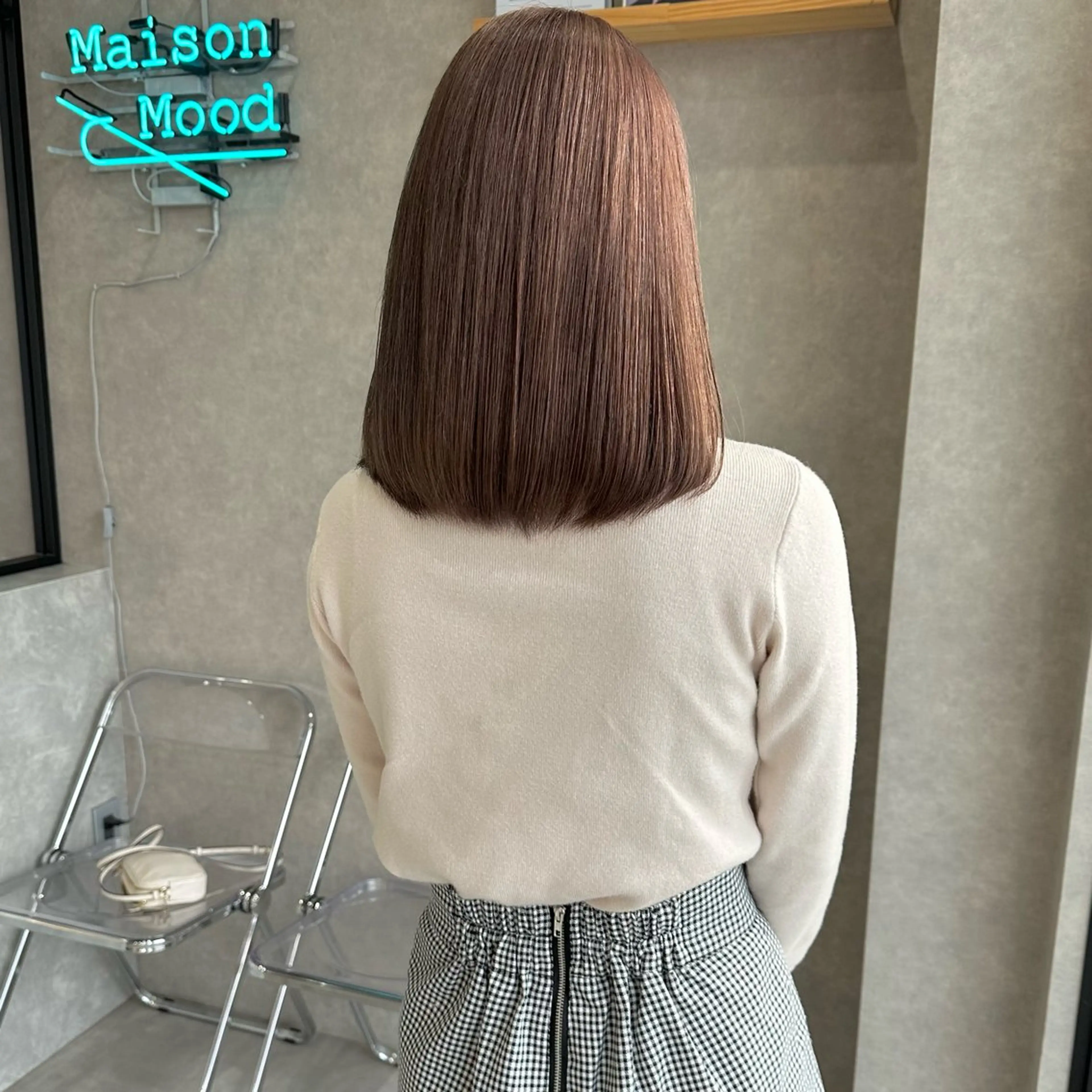 ミディアム カラー 縮毛矯正 はちすか るかのヘアスタイル