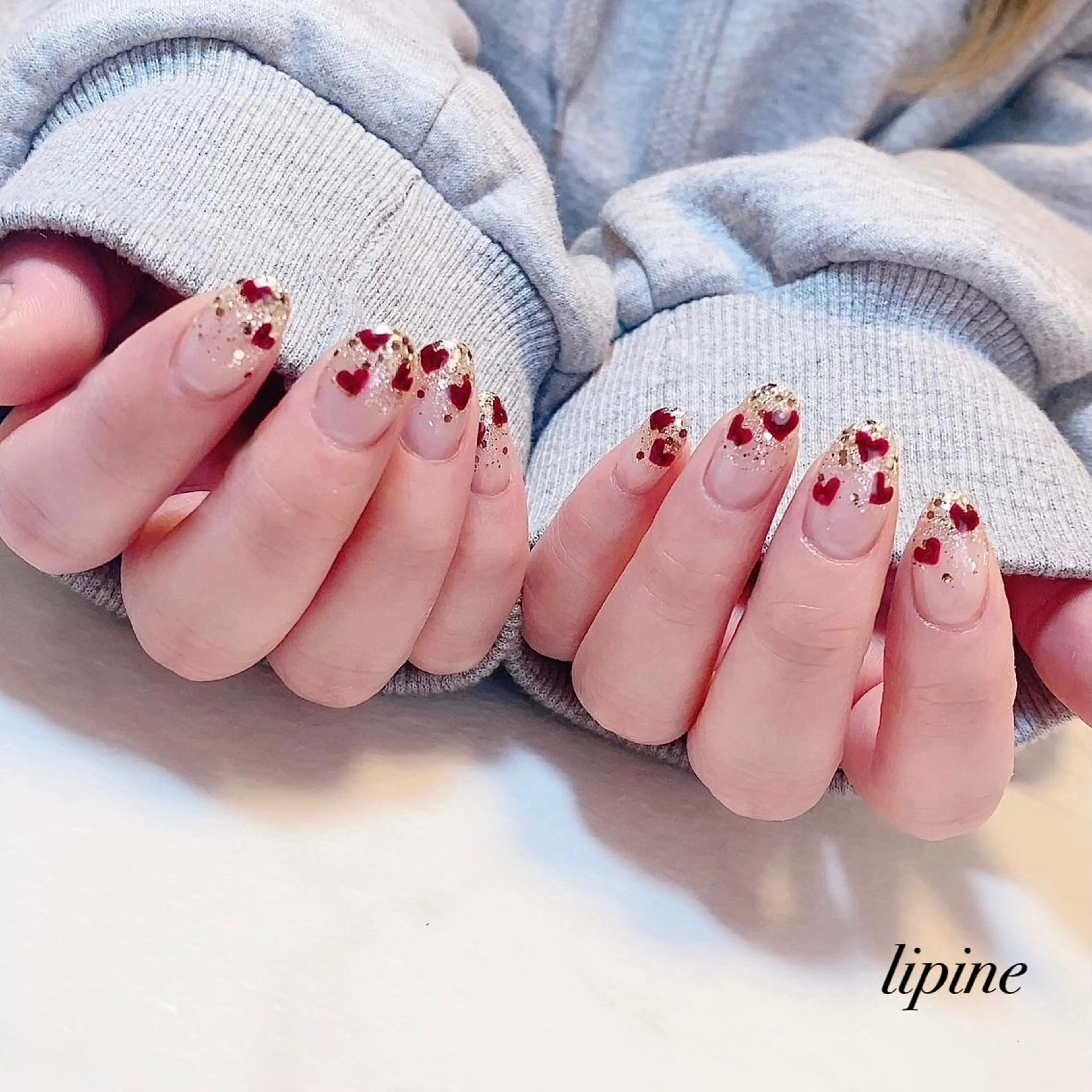 ネイル バレンタイン ハンドネイル ネイルサロン lipineのネイルデザイン