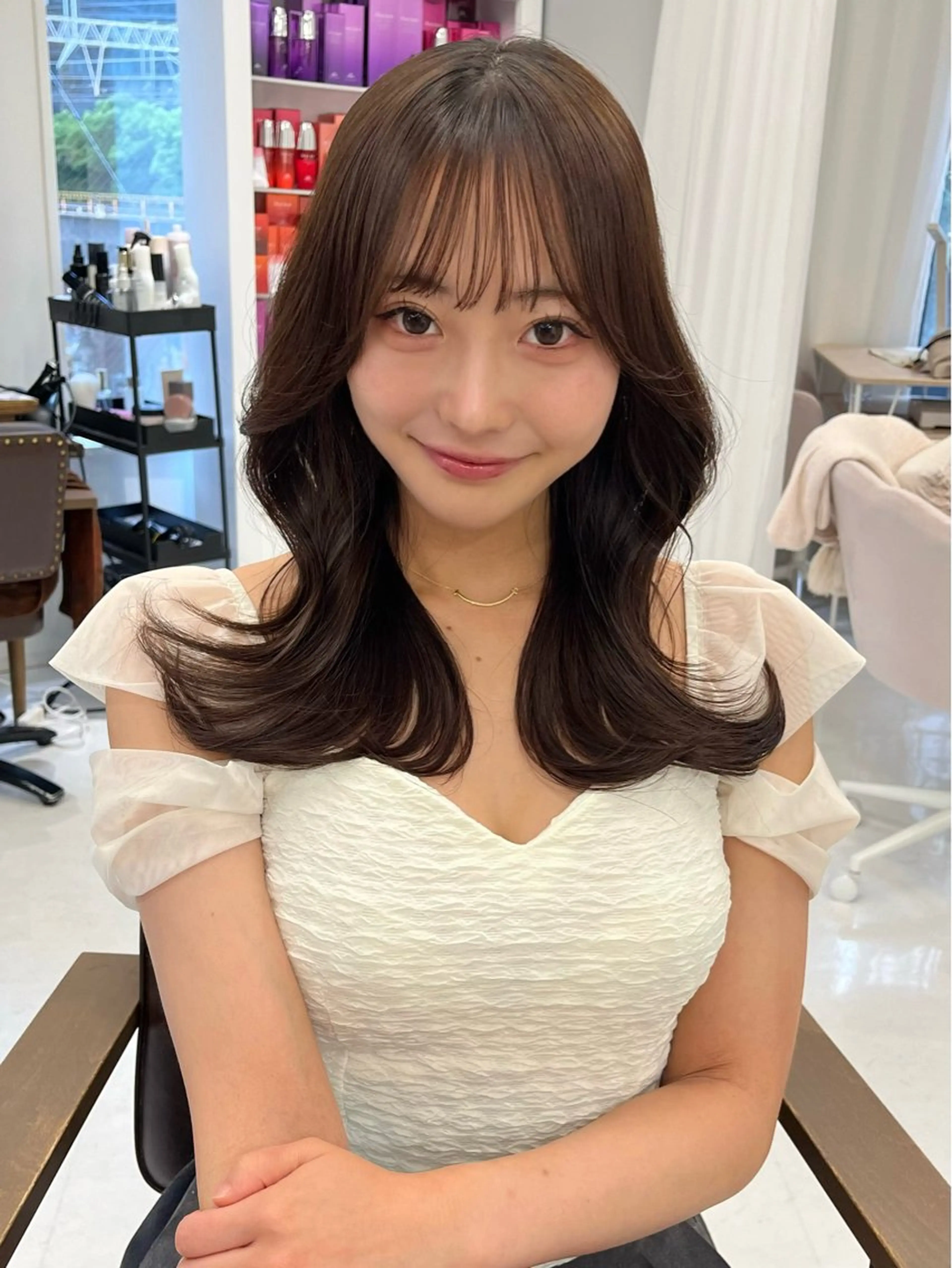 セミロング カラー カット ヘアカラー トリートメント 赤みなしカラー/梅田 /レイヤー/IORIのヘアスタイル