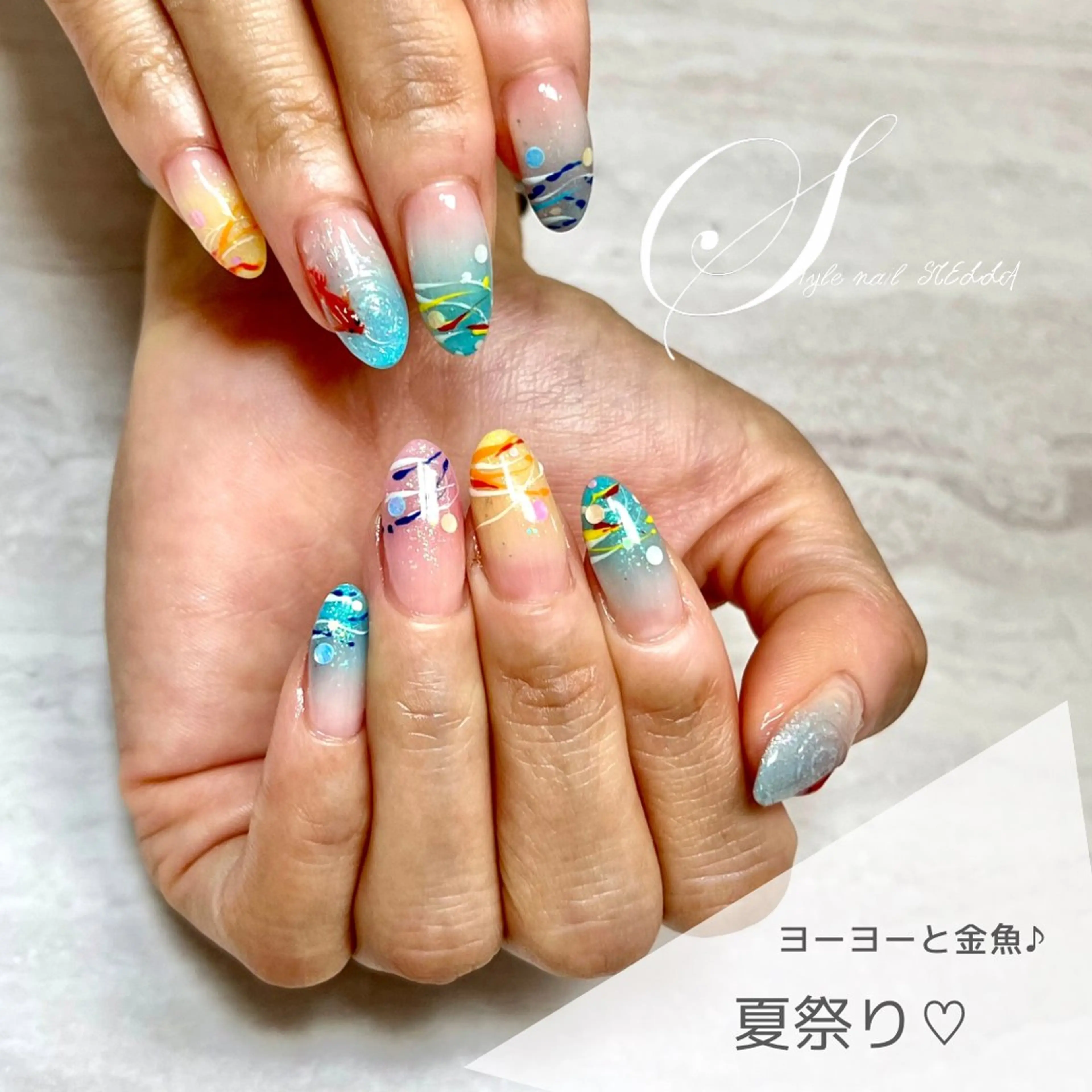 ネイル ヨーヨーネイル ハンドネイル ステラ marikominoのネイルデザイン