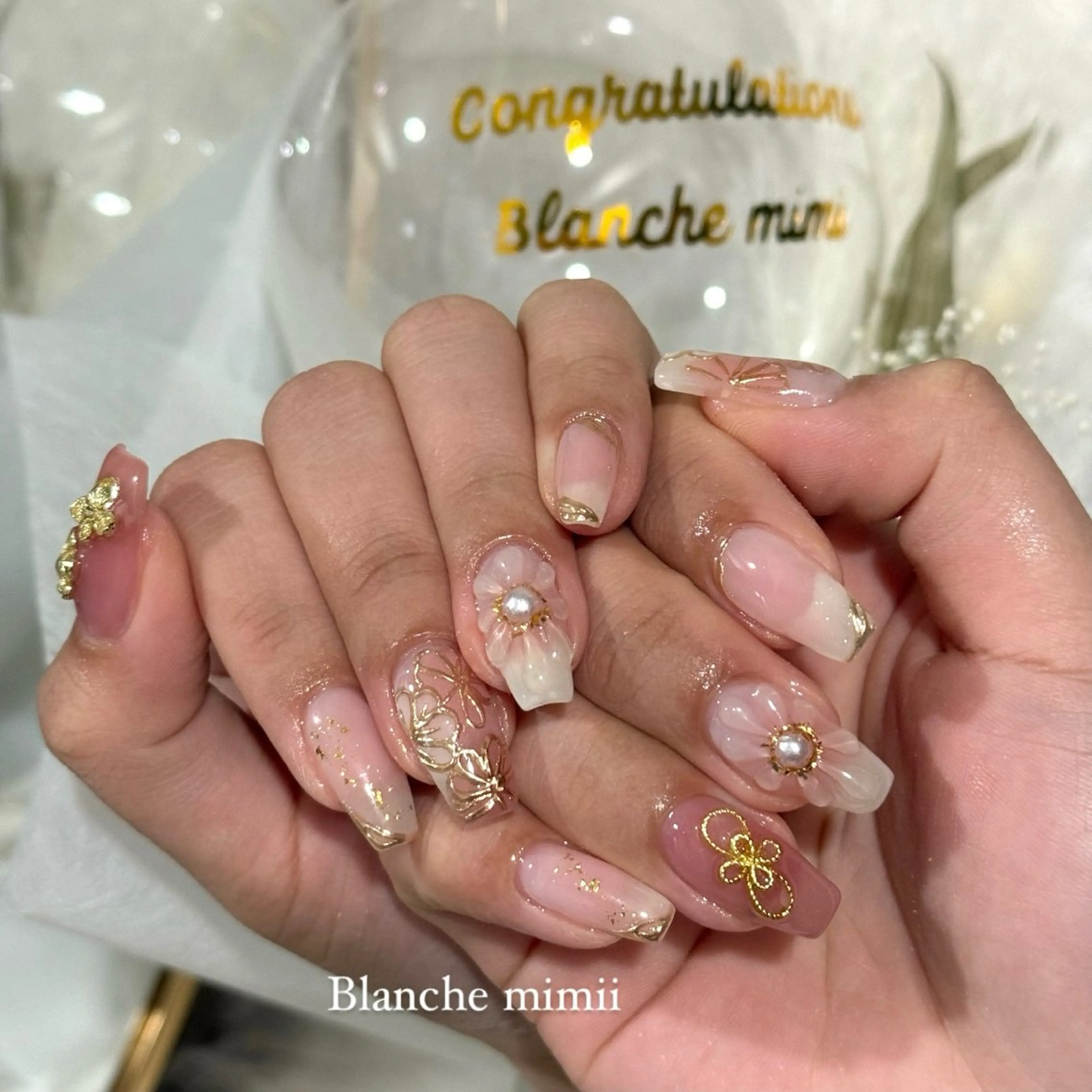 ネイル 卒業式 ピンク ぷっくりネイル Blanche　mimii所属・Blanche Ayaのネイルデザイン