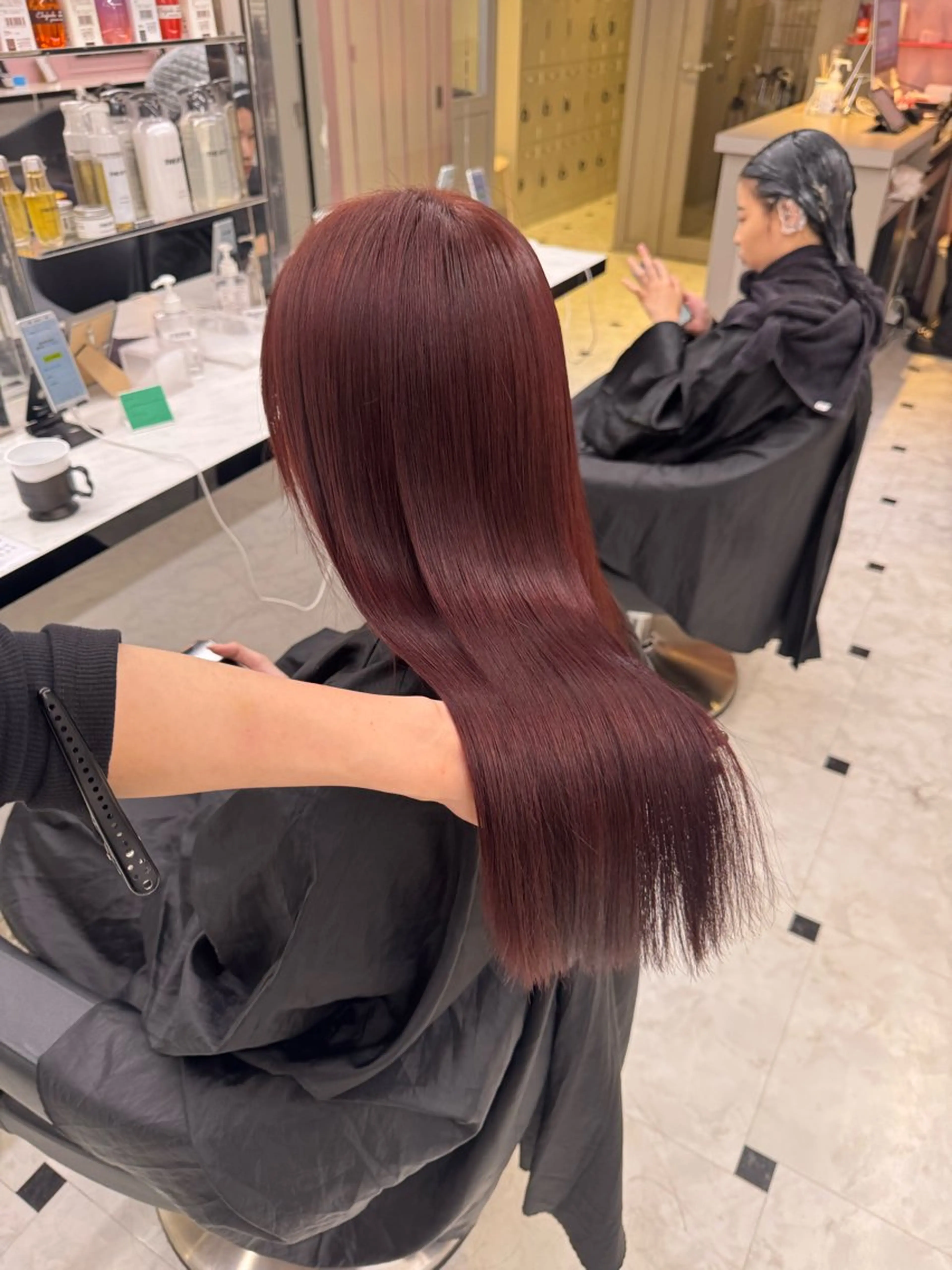 ロング ヘアカラー トリートメント ヘッドスパ ヘアセット 韓国ガーリー🤍暖 色カラー🤍misaのヘアスタイル
