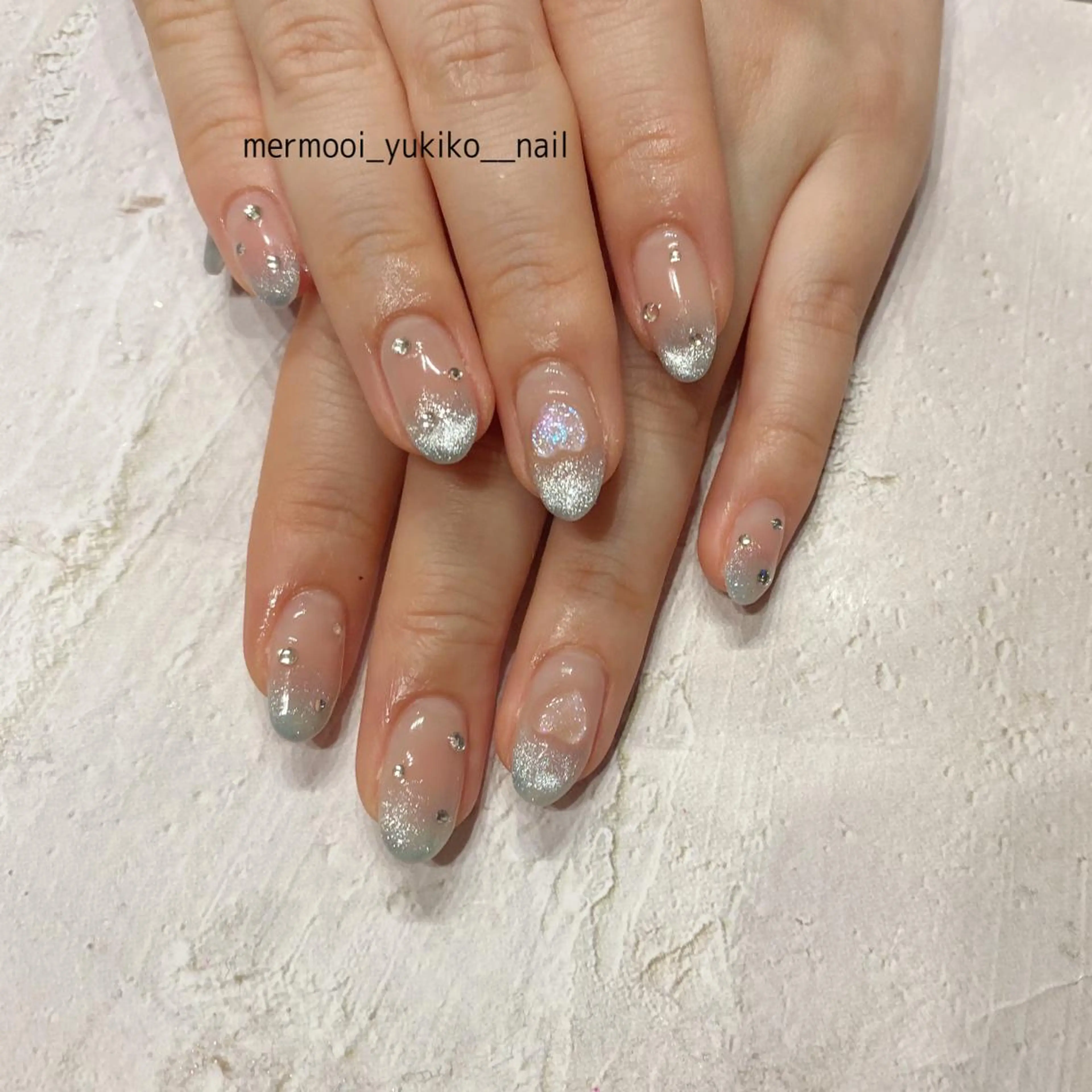 ネイル チークネイル クリアネイル フレンチネイル グラデーション ハート ハンドネイル mermooi nailのネイルデザイン