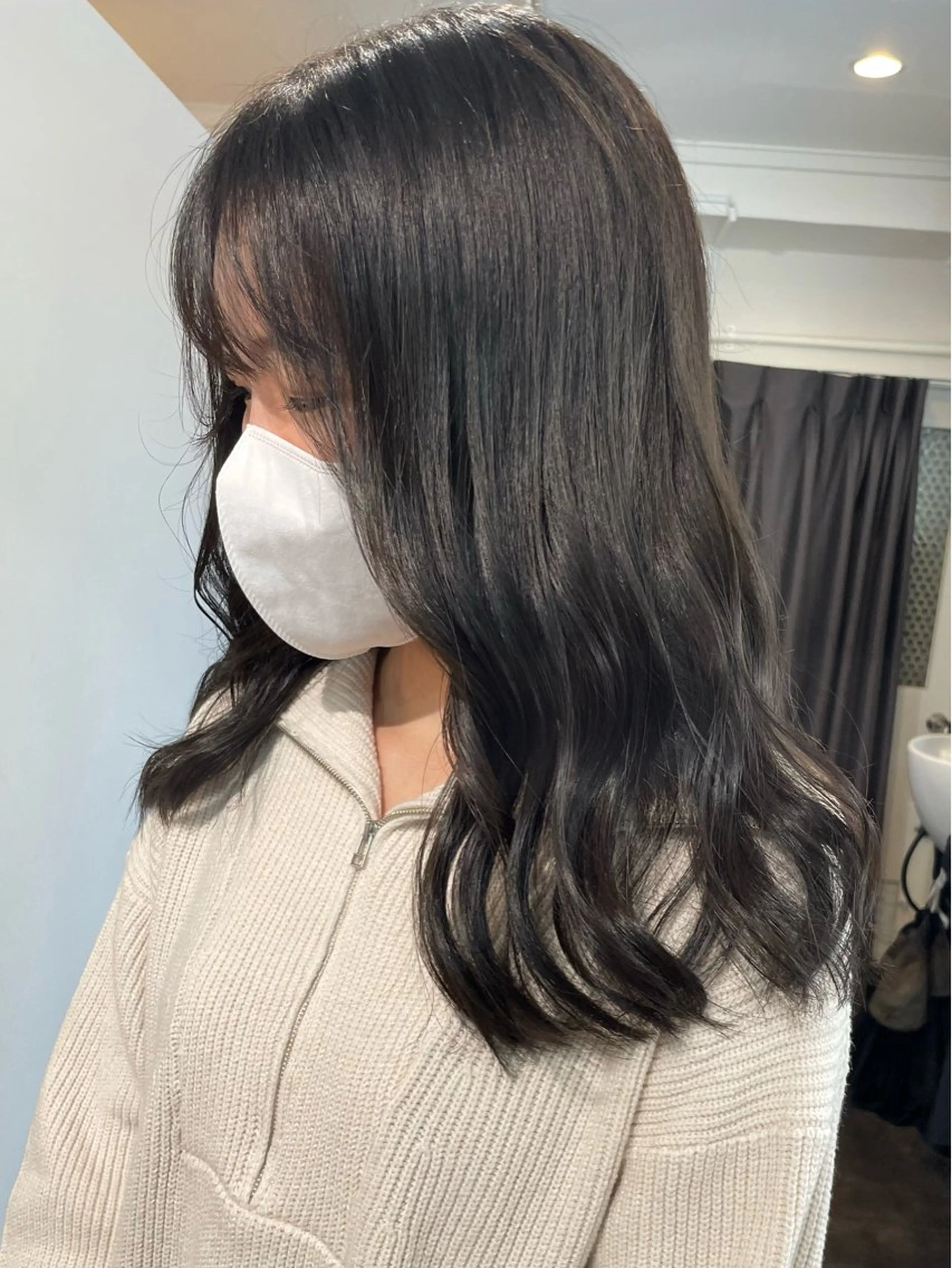 セミロング カラー 💚色落ちまで可愛い 髪質改善カラーゆうまのヘアスタイル