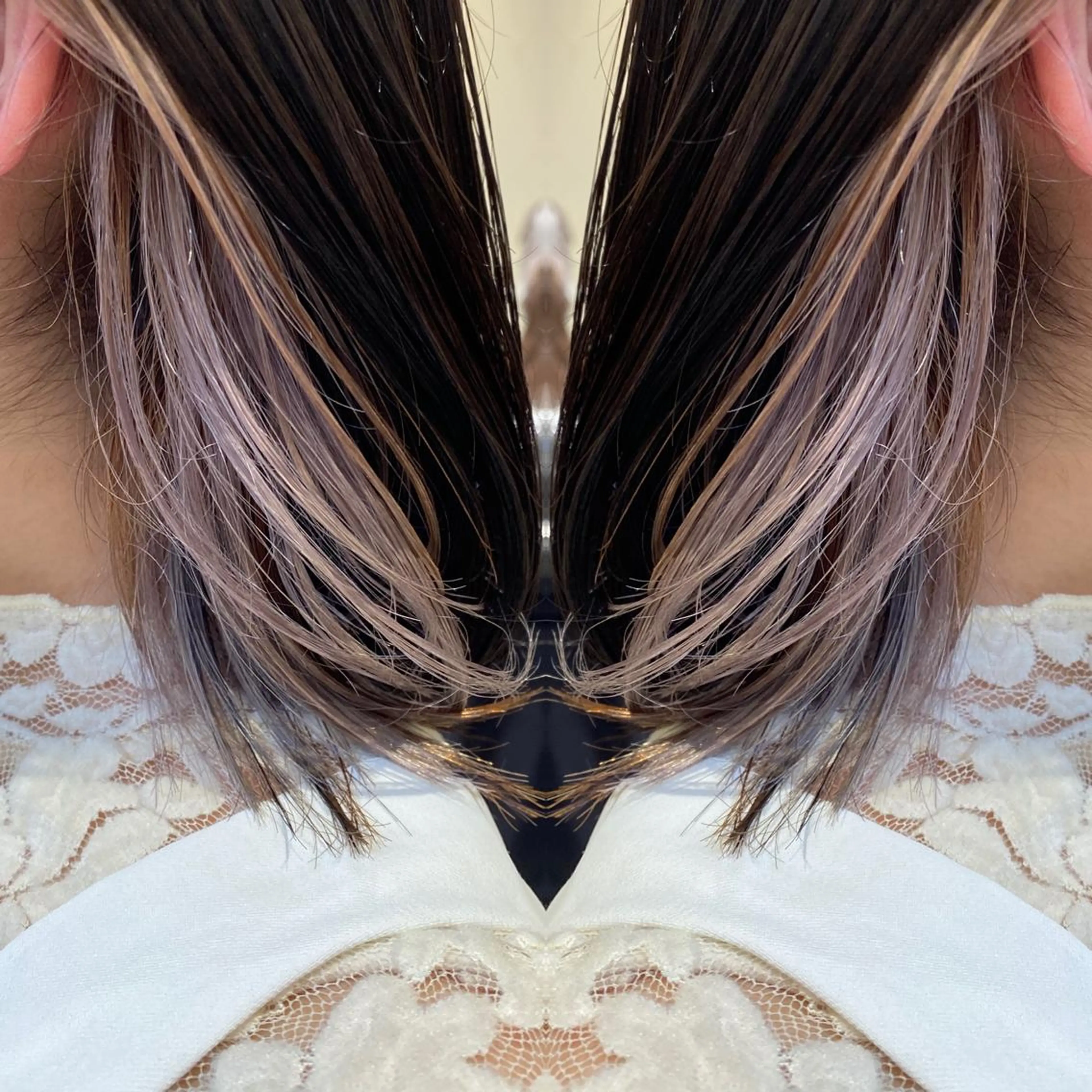 セミロング カラー ヘアアレンジ ハイトーンカラー 竹内啓太 ボブのヘアスタイル