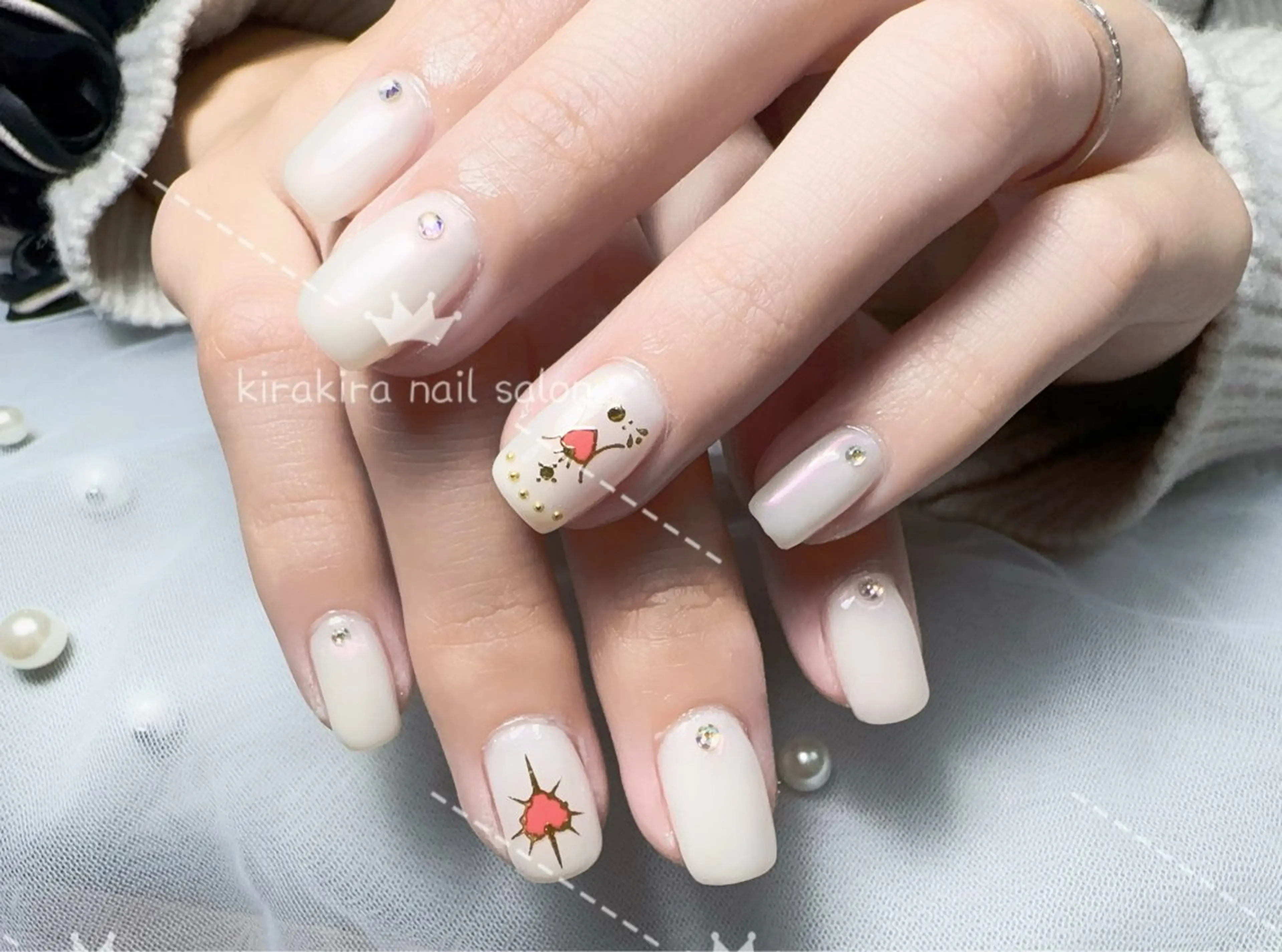 ネイル ホワイト Kirakira Nail salonのネイルデザイン