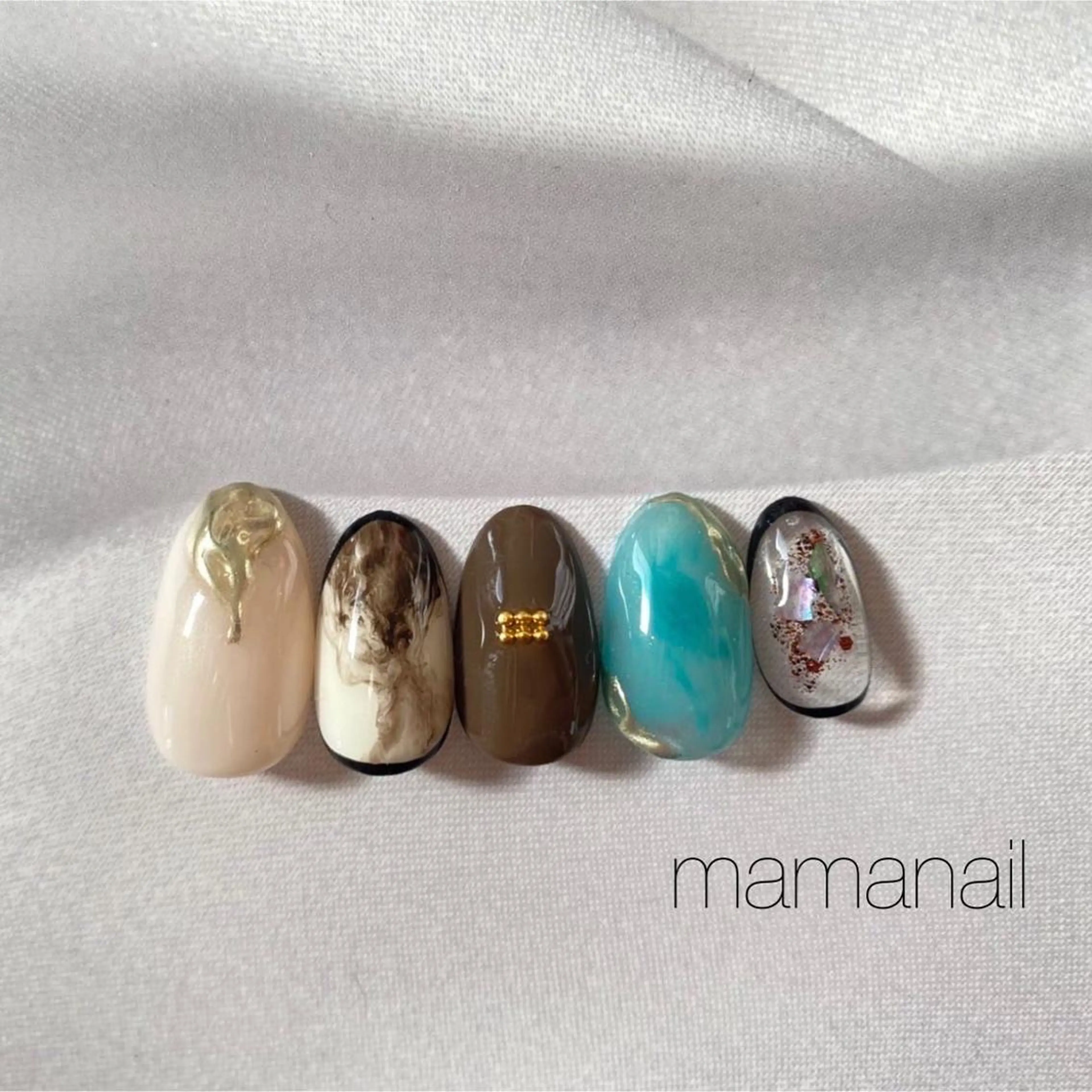 ネイル アートネイル ブルー ジェルネイル ネイルサロン mama nailのネイルデザイン
