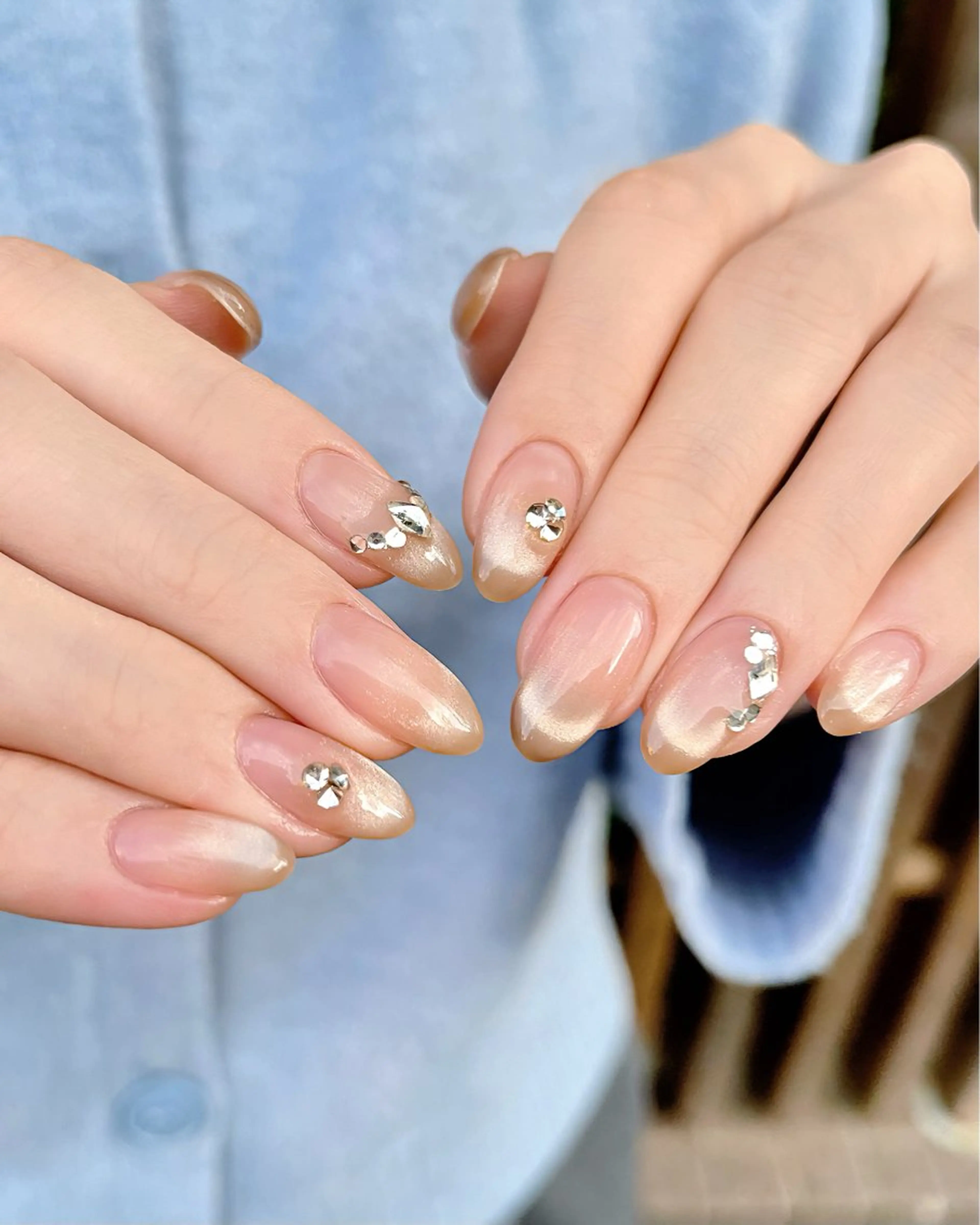 ネイル フレンチネイル 韓国ネイル マグネットネイル マグネットフレンチ ニュアンスネイル ハンドネイル 🫧OPELIA NAIL渋谷🫧のネイルデザイン