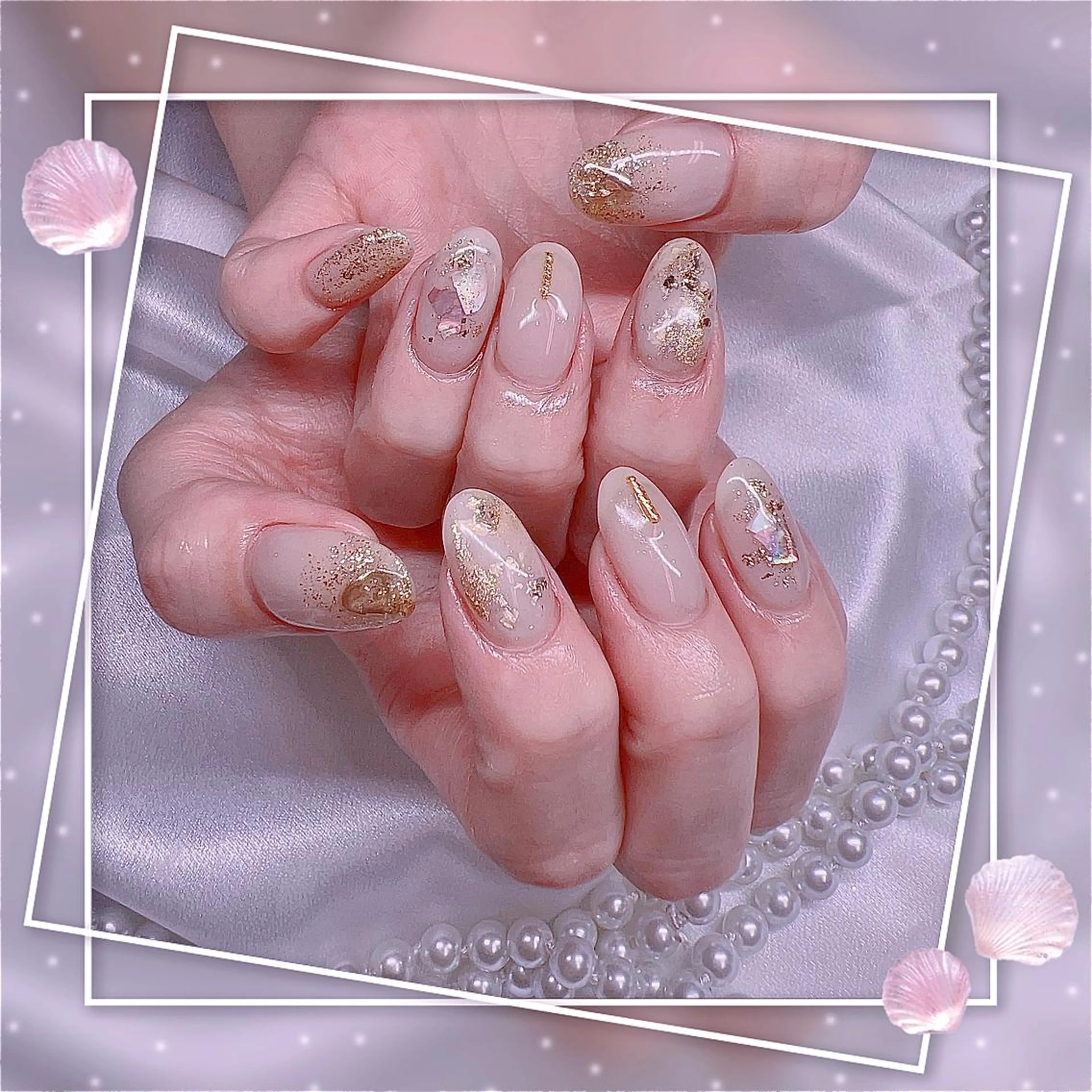 ネイル フレンチネイル キラキラネイル 韓国ネイル マグネットネイル マグネットフレンチ ハンドネイル ハンドケア Chill Nailsalonのネイルデザイン
