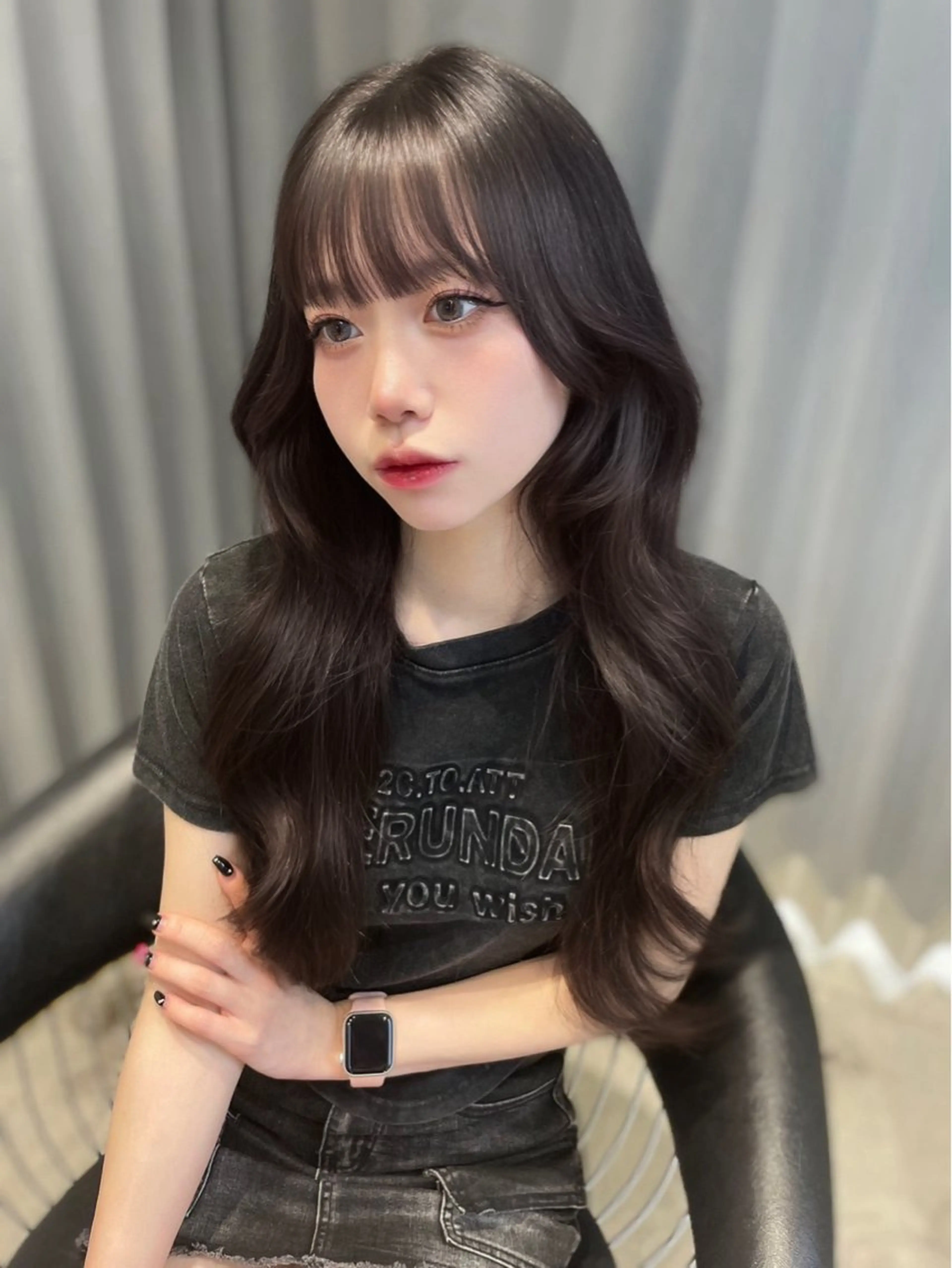 ロング 韓国メンズ特化 ダウン・毛流れパーマのヘアスタイル
