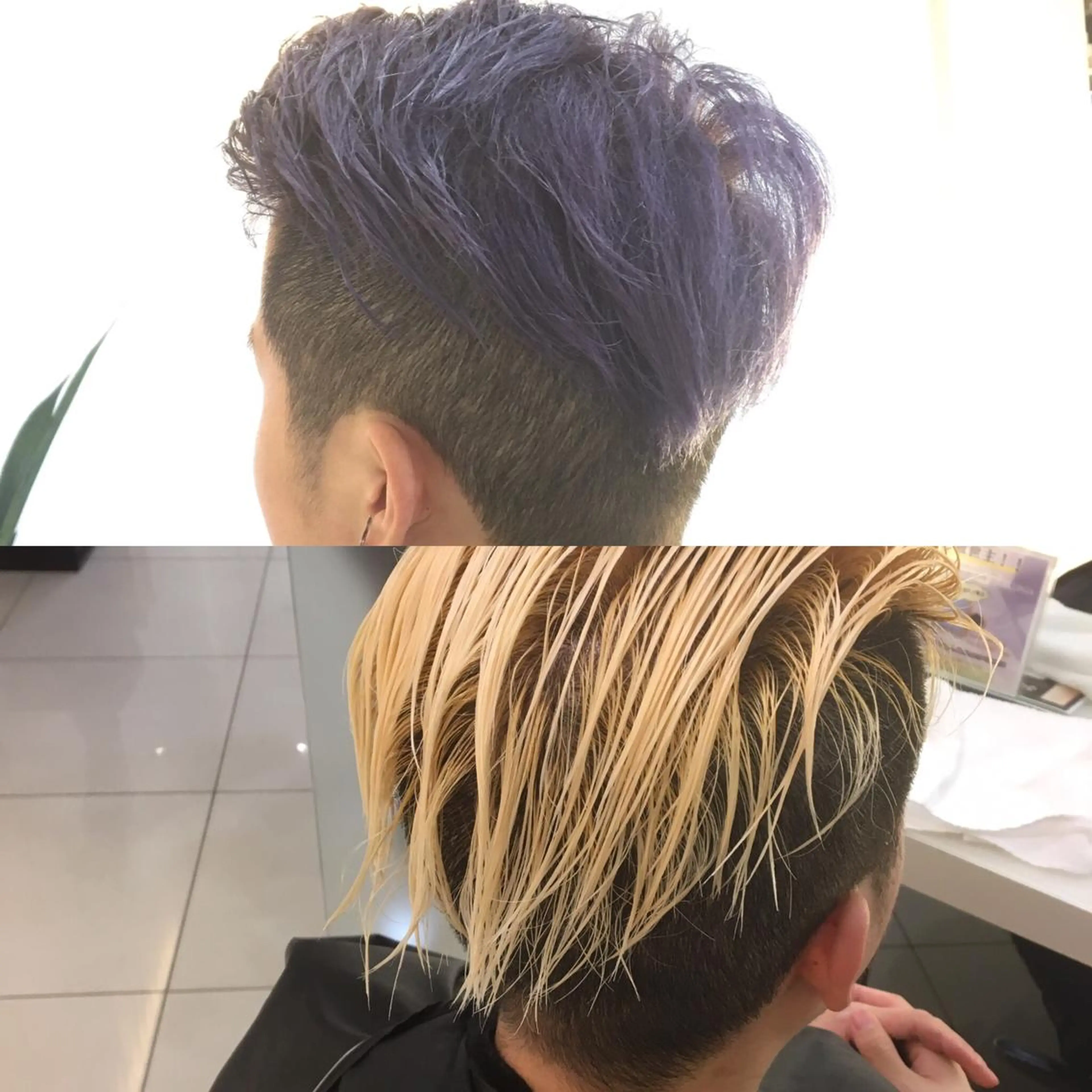 ショート カラー ブリーチ パープルカラー 広がり毛特化 頭身浴/ 中田のヘアスタイル