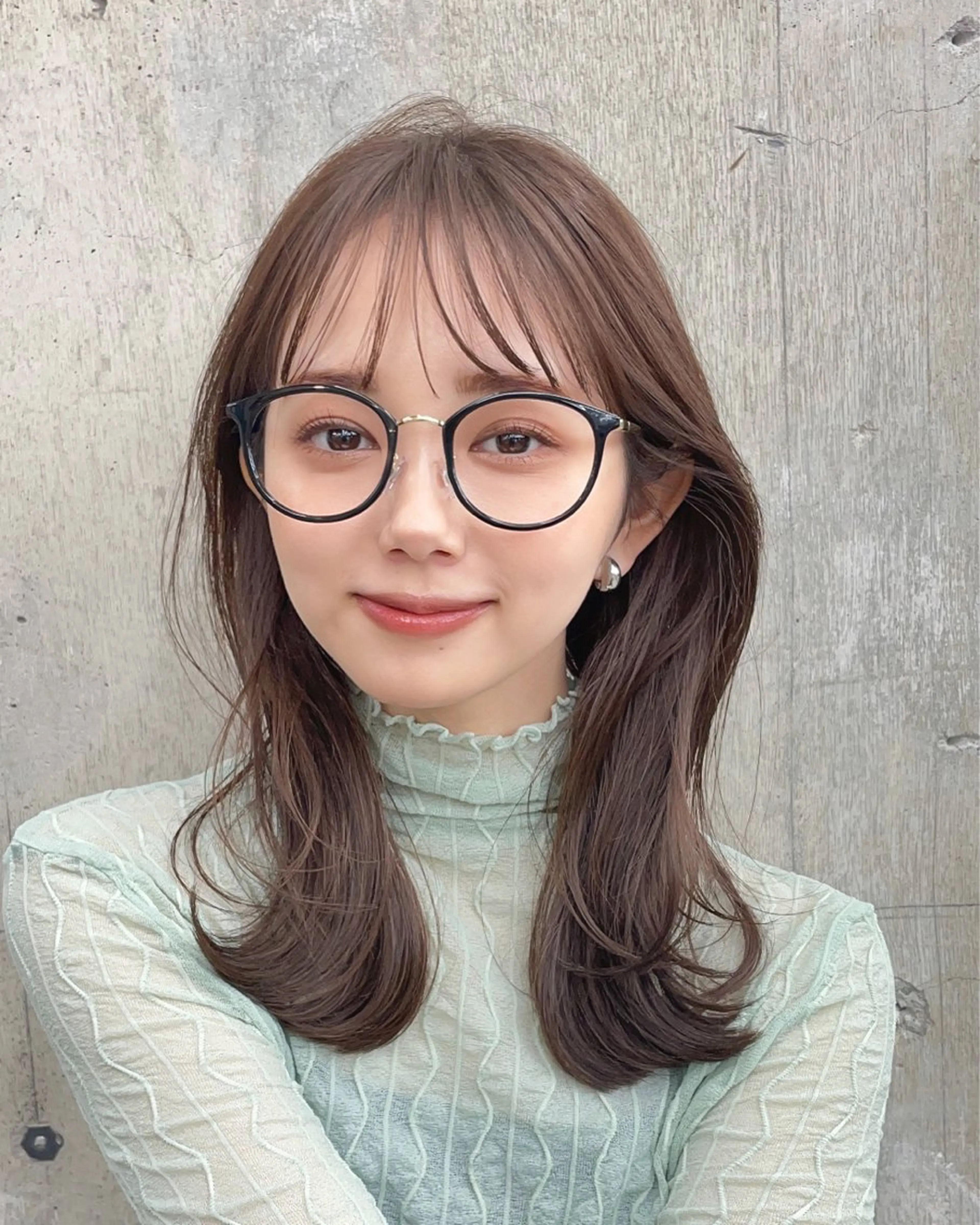 ミディアム カラー ヘアアレンジ カット ヘアカラー トリートメント ヘッドスパ ヘアセット 【柔らか透明感✨/ 似合せ前髪】大石葉月のヘアスタイル