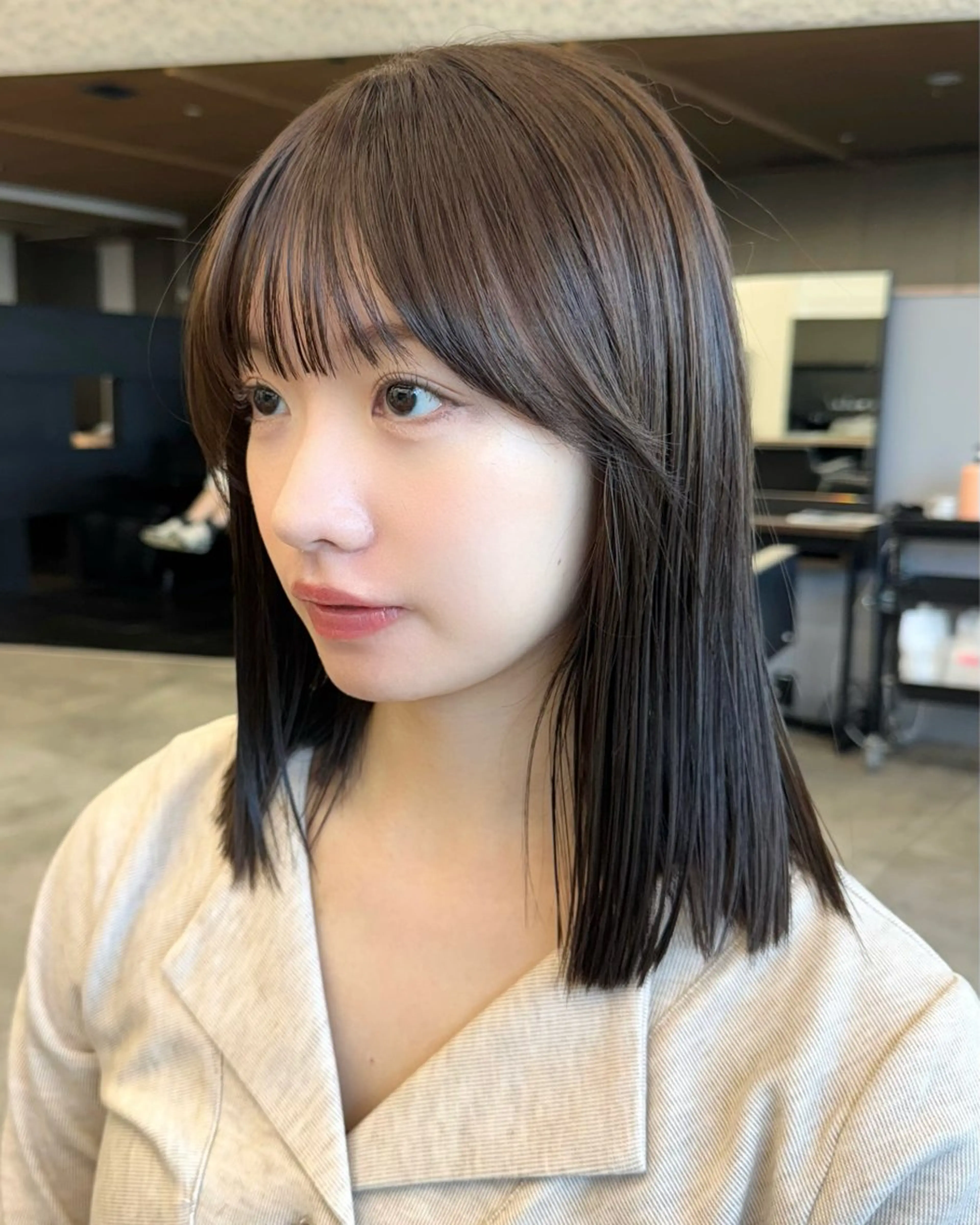 ミディアム カラー ベージュカラー 透明感カラー カット ヘアカラー トリートメント レイヤー/透明感/ 顔周り/kana🩰のヘアスタイル