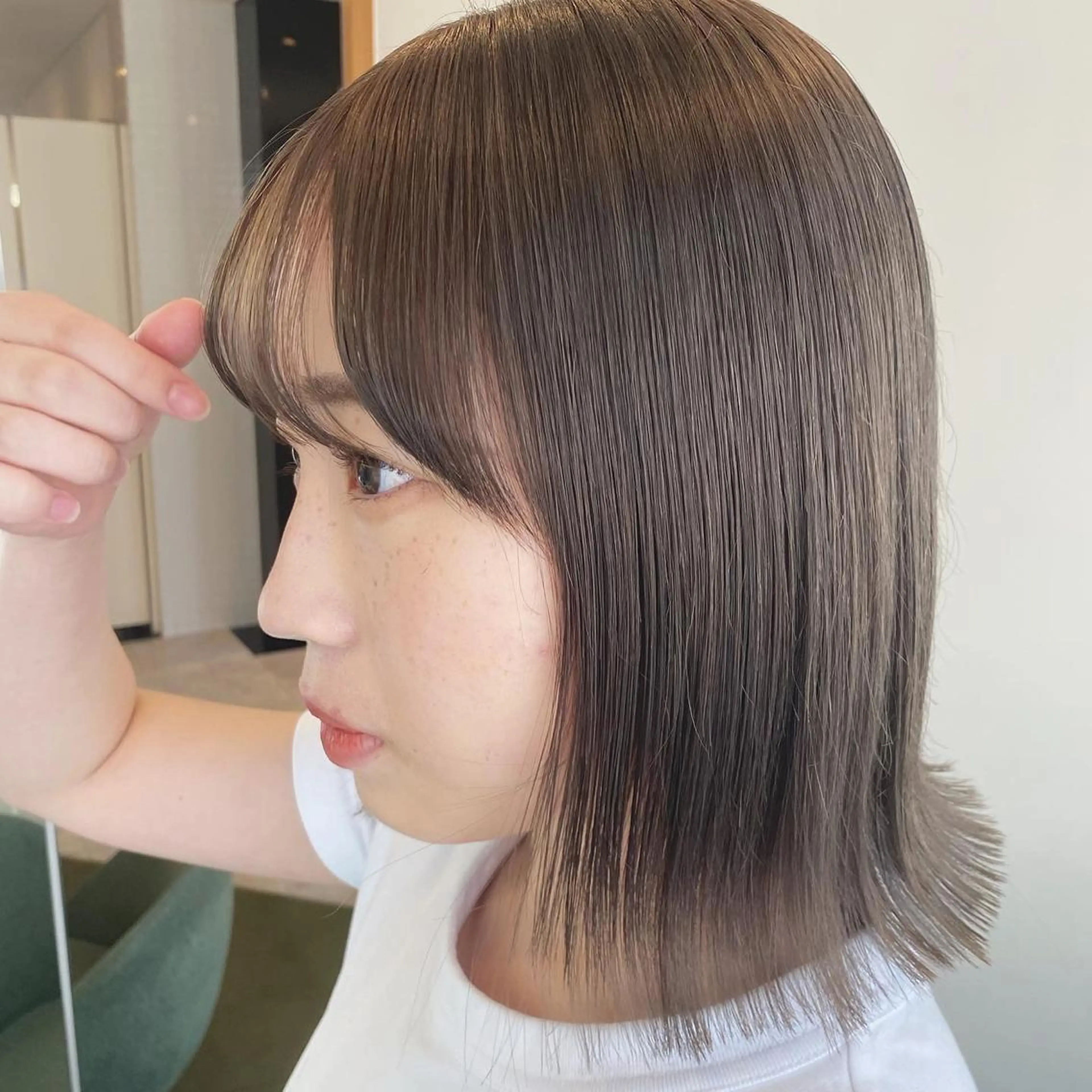 ミディアム カラー ホリイ ハルカのヘアスタイル