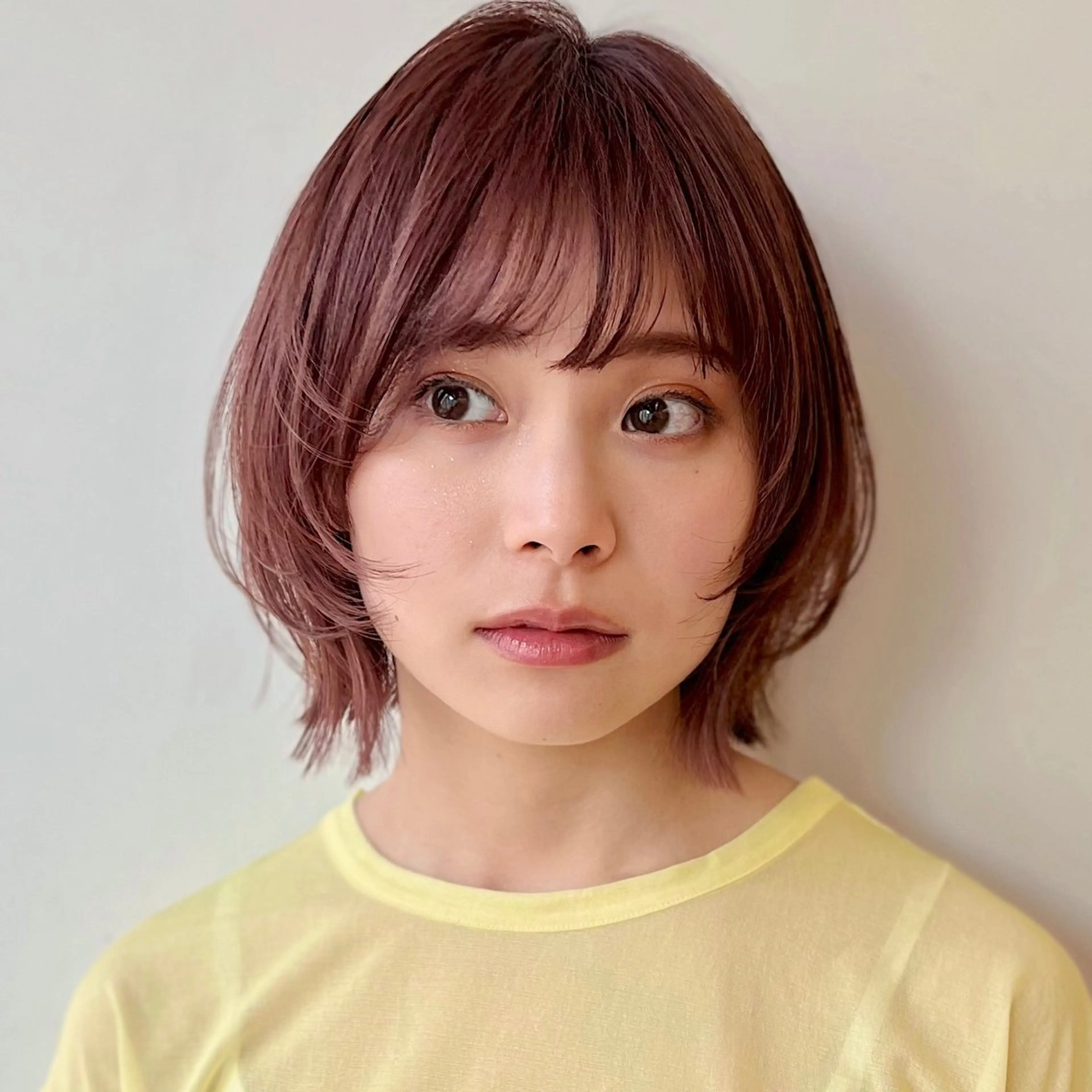 ショート カラー ピンクカラー ボブ レイヤーカット ウルフカット あやめ【顔まわり/レ イヤー/柔らかカラ】のヘアスタイル