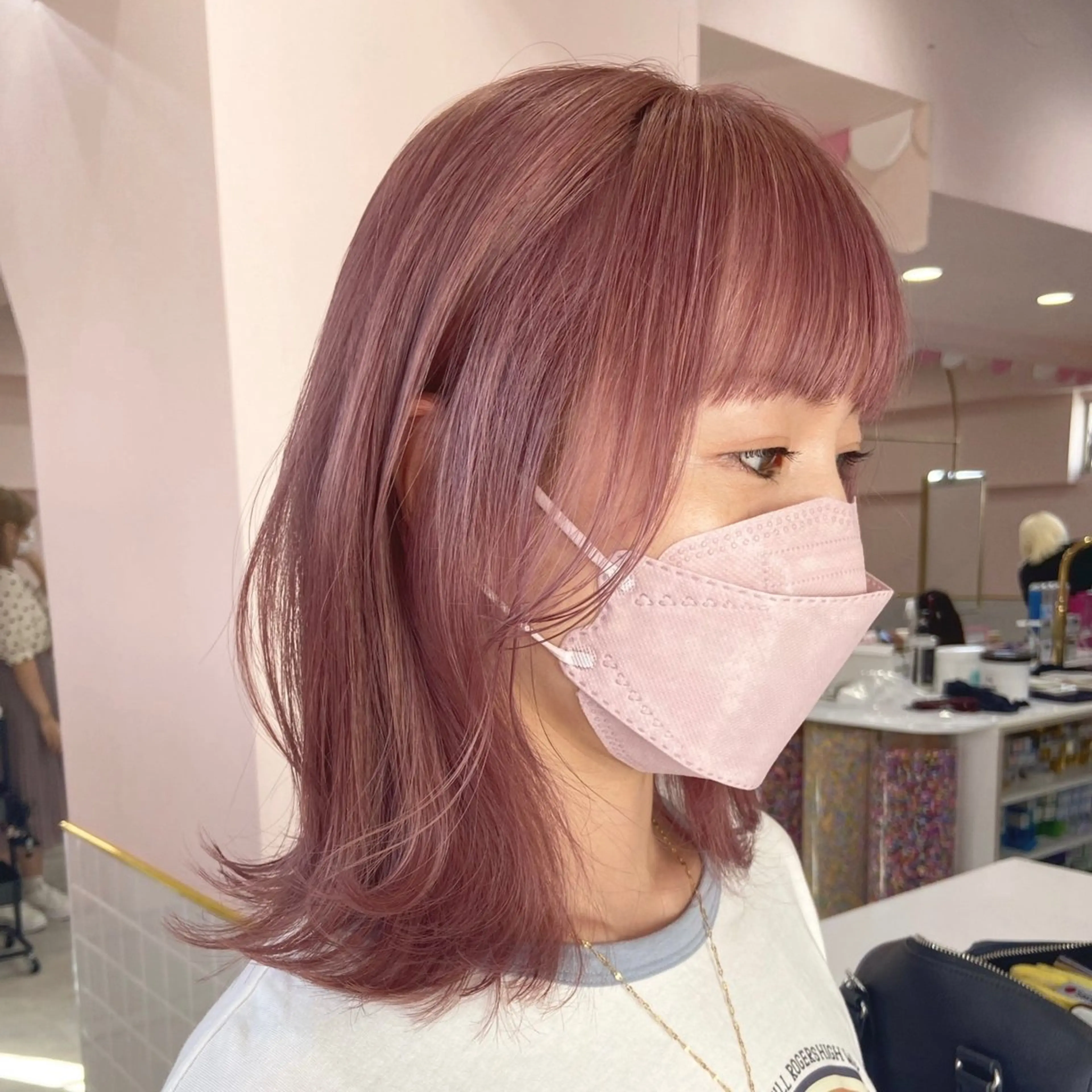 ミディアム カラー ヘアカラー トリートメント GO TODAY SHAiRE SALON 原宿本店所属・ブリーチ/レイヤー ハッシュカット/河内のヘアスタイル
