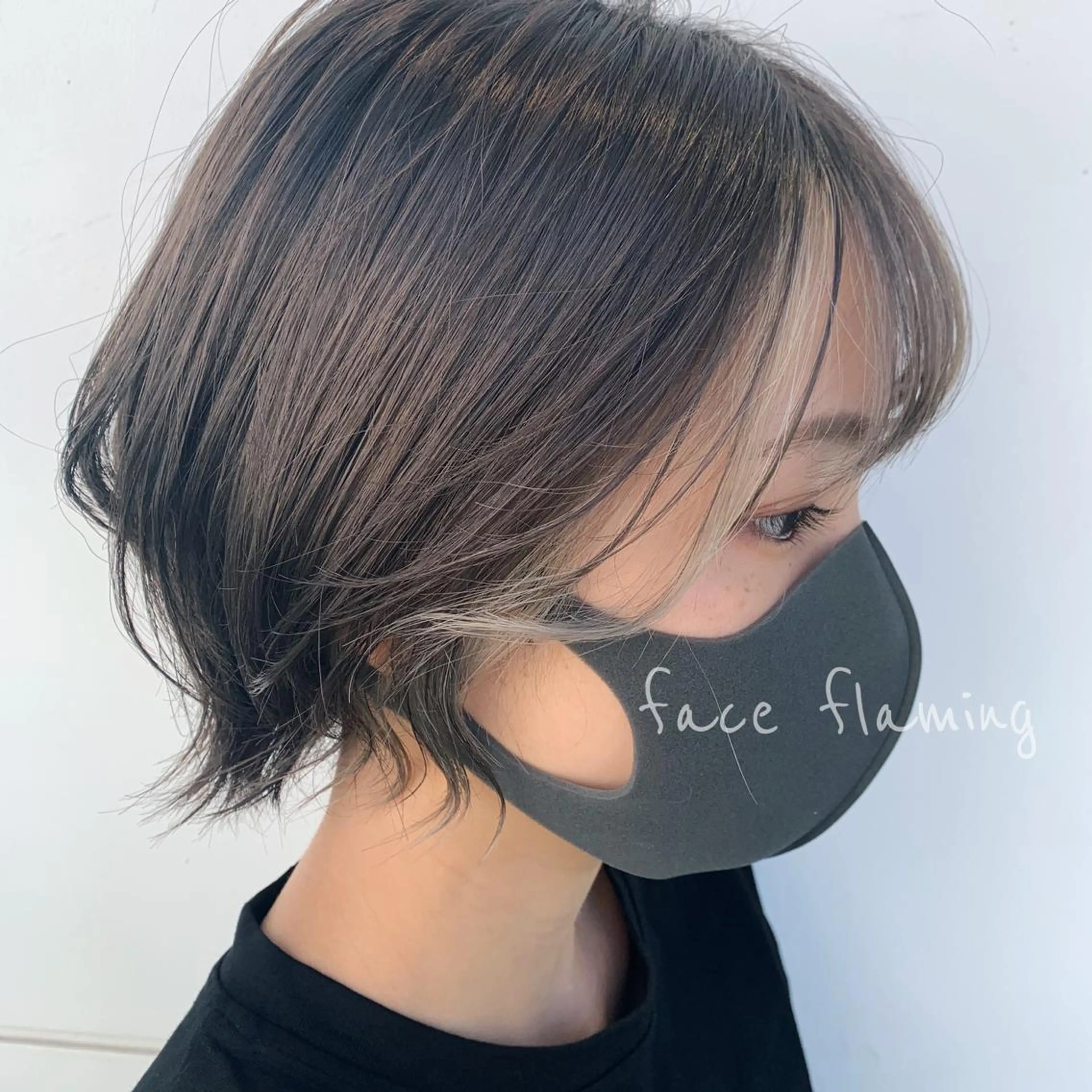 ショート カラー ミストバング  フェイスフレーミング RINA🧤 デザインとボブのヘアスタイル