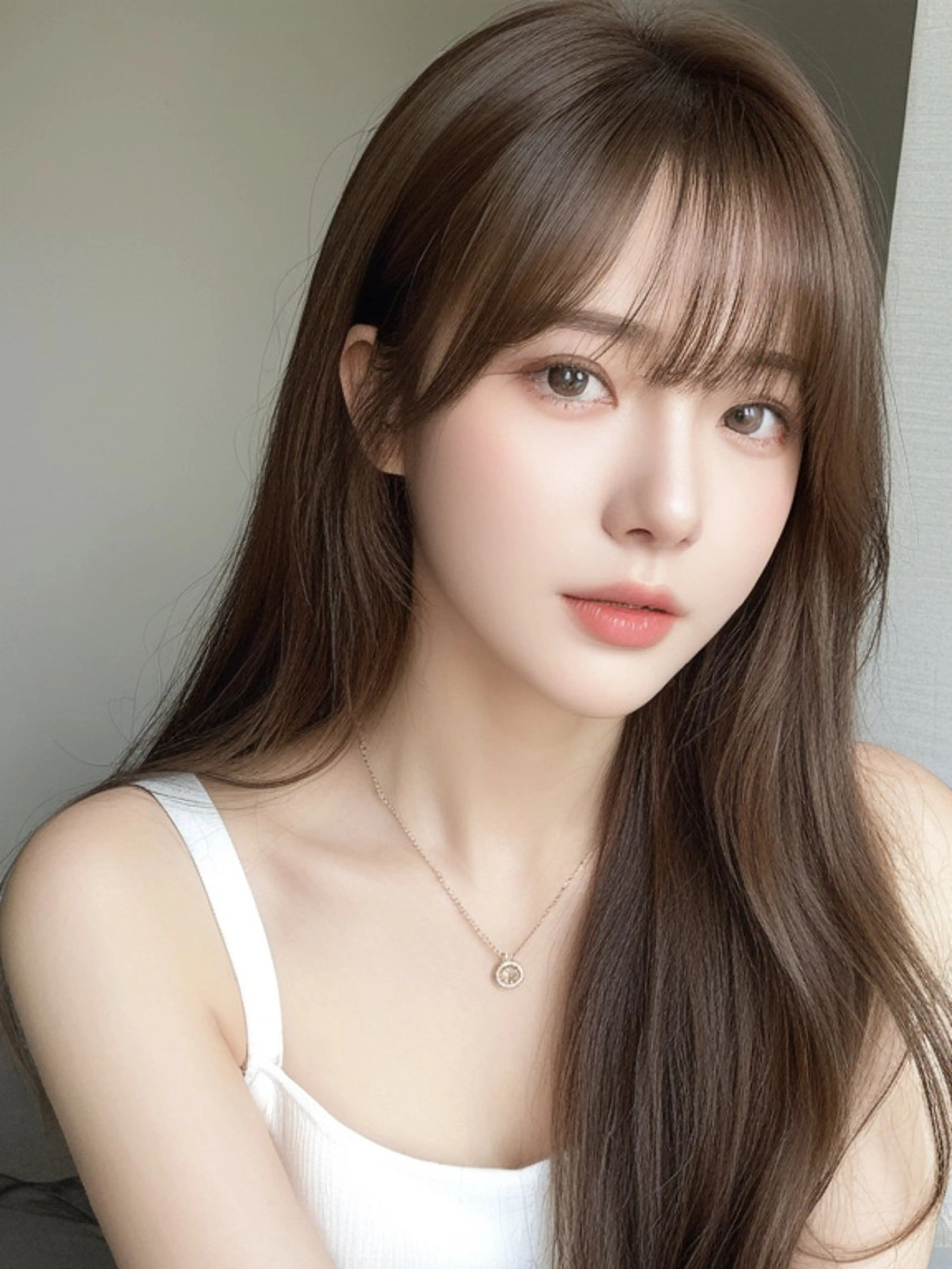 ロング くびれヘア 韓国風ヘア レイヤーカット シースルーバング カット ヘアカラー 新宿/韓国レイヤー 顔まわり/RIKUのヘアスタイル