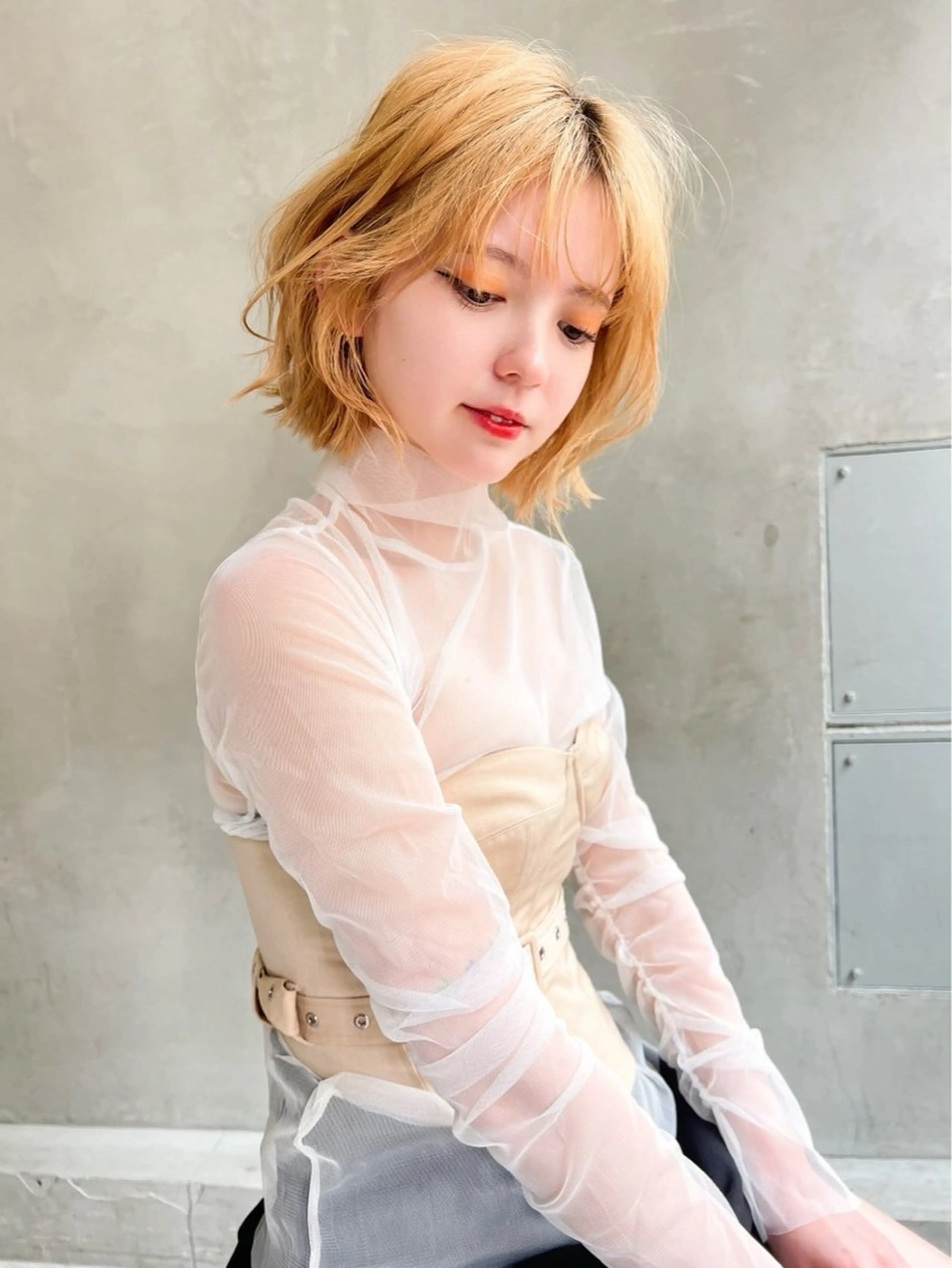 ミディアム カラー 顔周りカット レイヤーカット メンズ🙆 レディース美髪✨のヘアスタイル