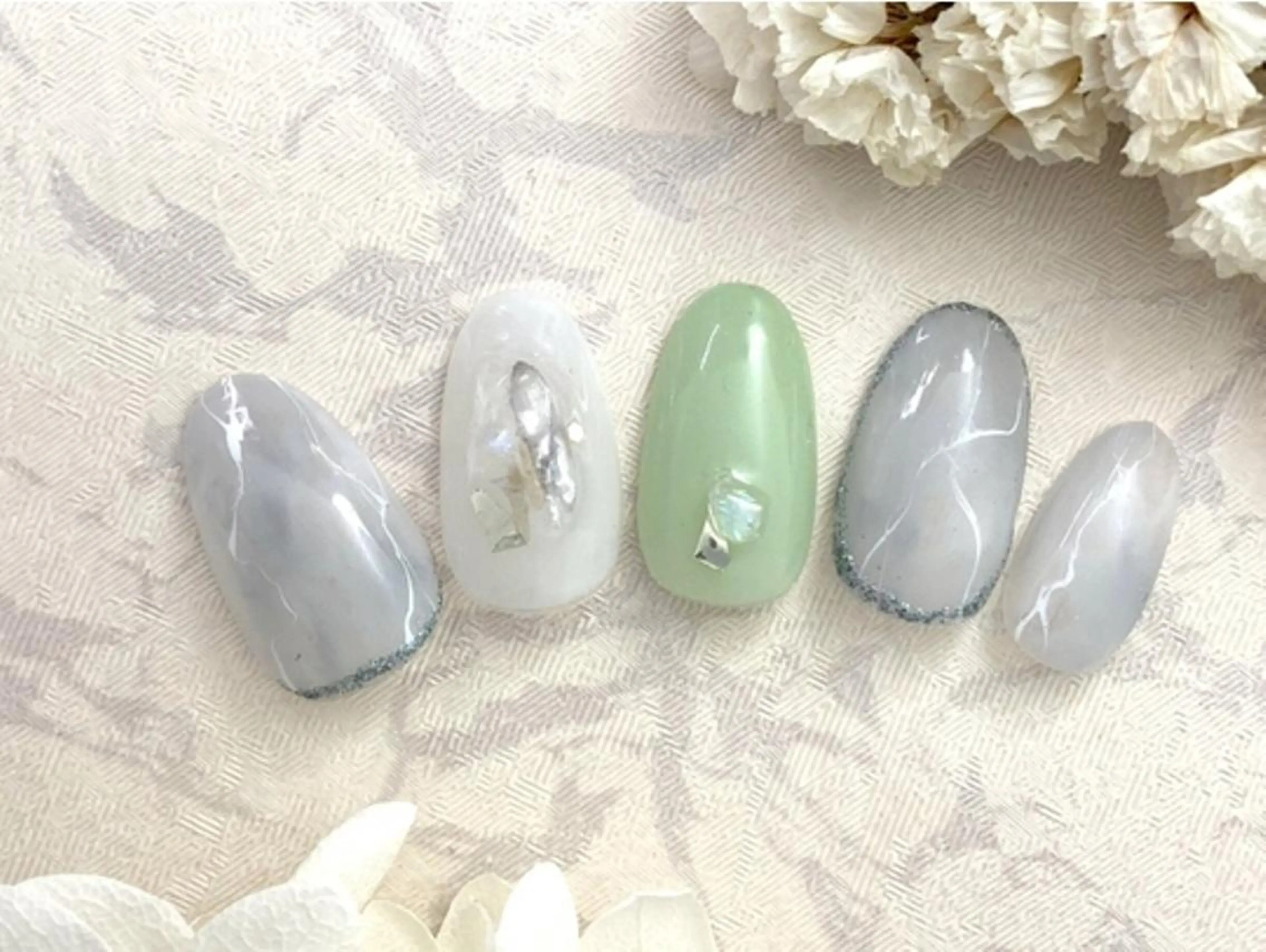 ネイル 大理石ネイル(マーブル) ハンドネイル ハンドケア nail salon　Natural Cure所属・平井 彩香のネイルデザイン