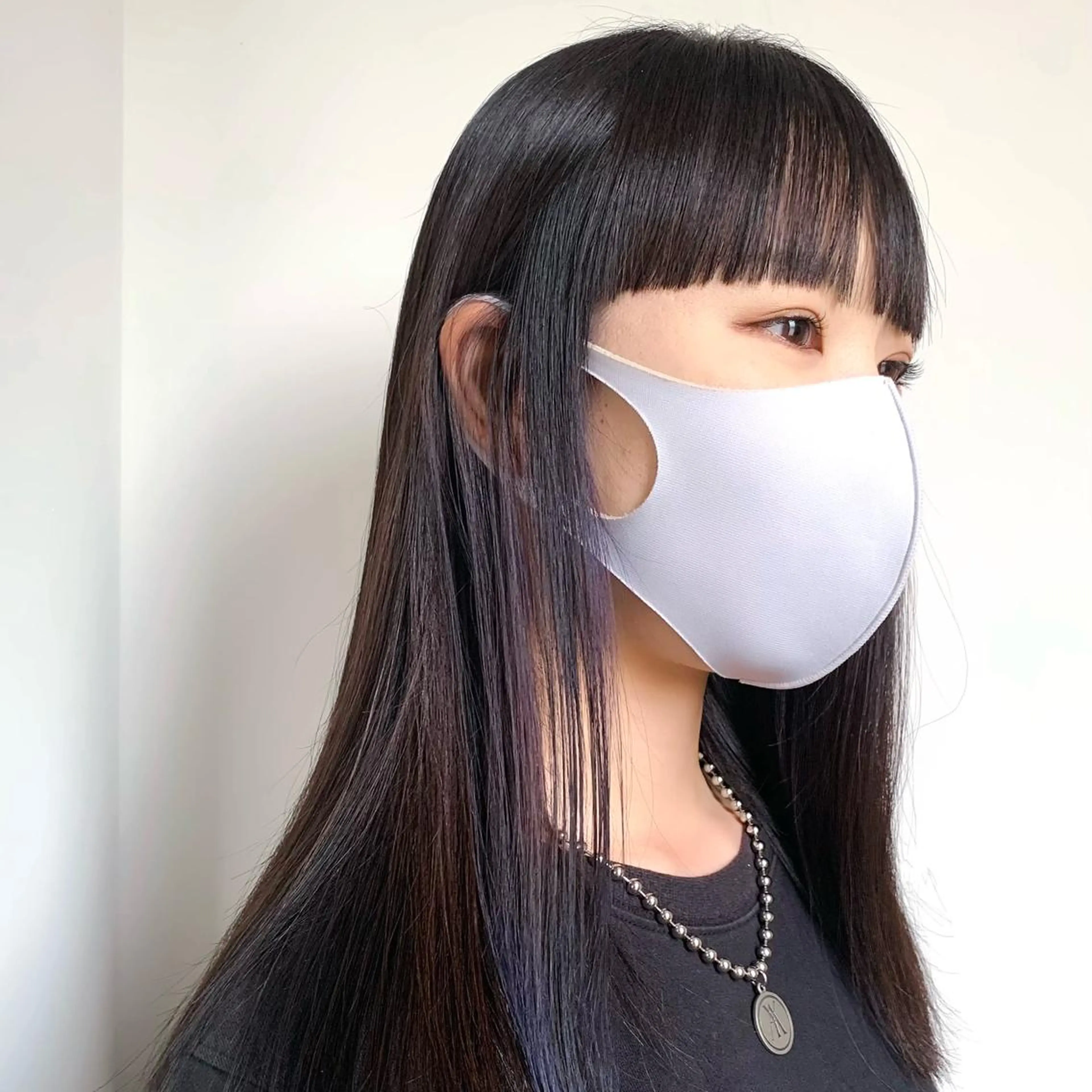 ロング カラー イヤリングカラー グレージュ ラベンダーカラー ラベンダーグレージュ ラベンダーグレー カット 縮毛矯正 韓国ヘア /男女🍁 細江 美紅のヘアスタイル