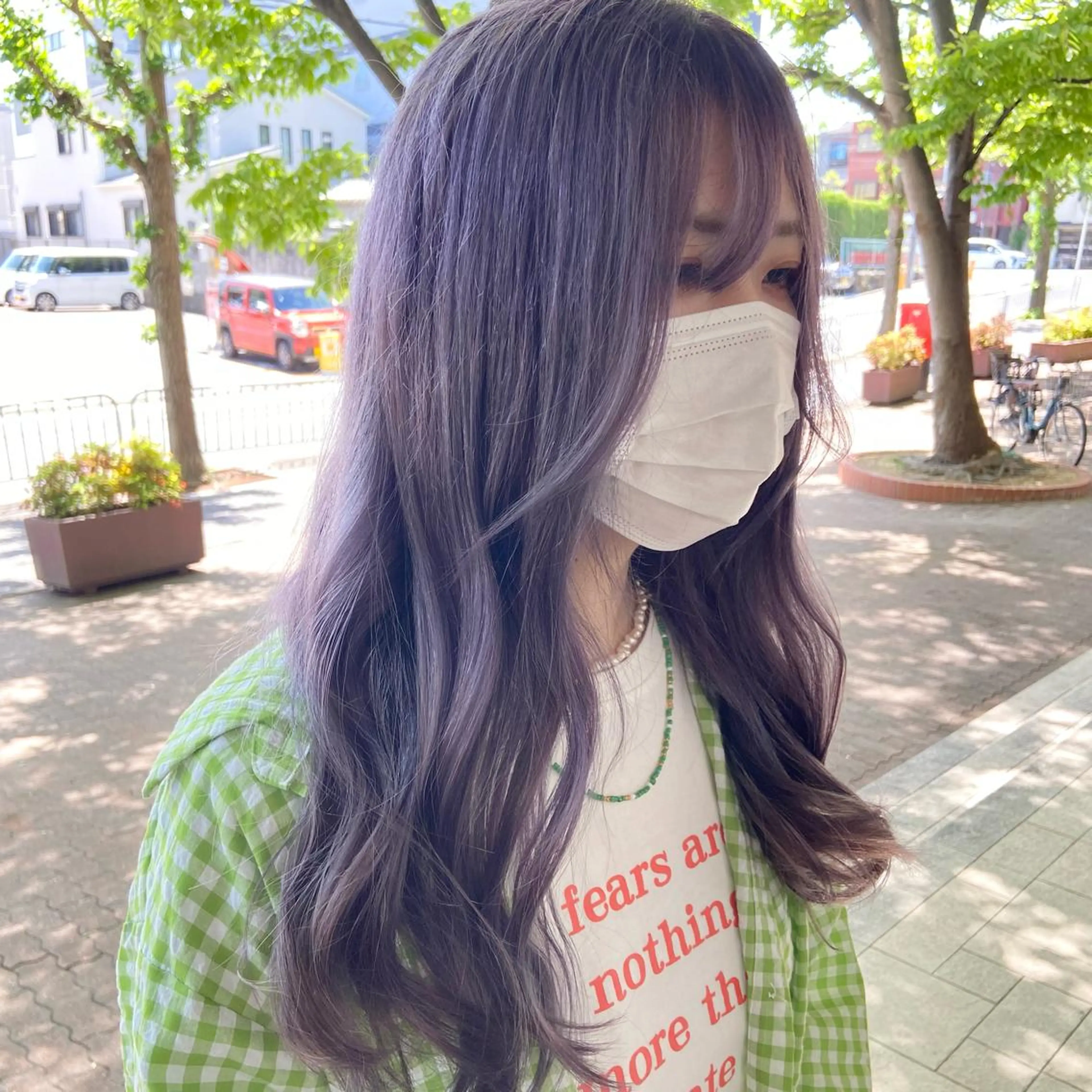 ロング カラー ラベンダーカラー カット ヘアカラー トリートメント 伏見稲荷/髪質改善/ ブリーチ/西川奈穂のヘアスタイル