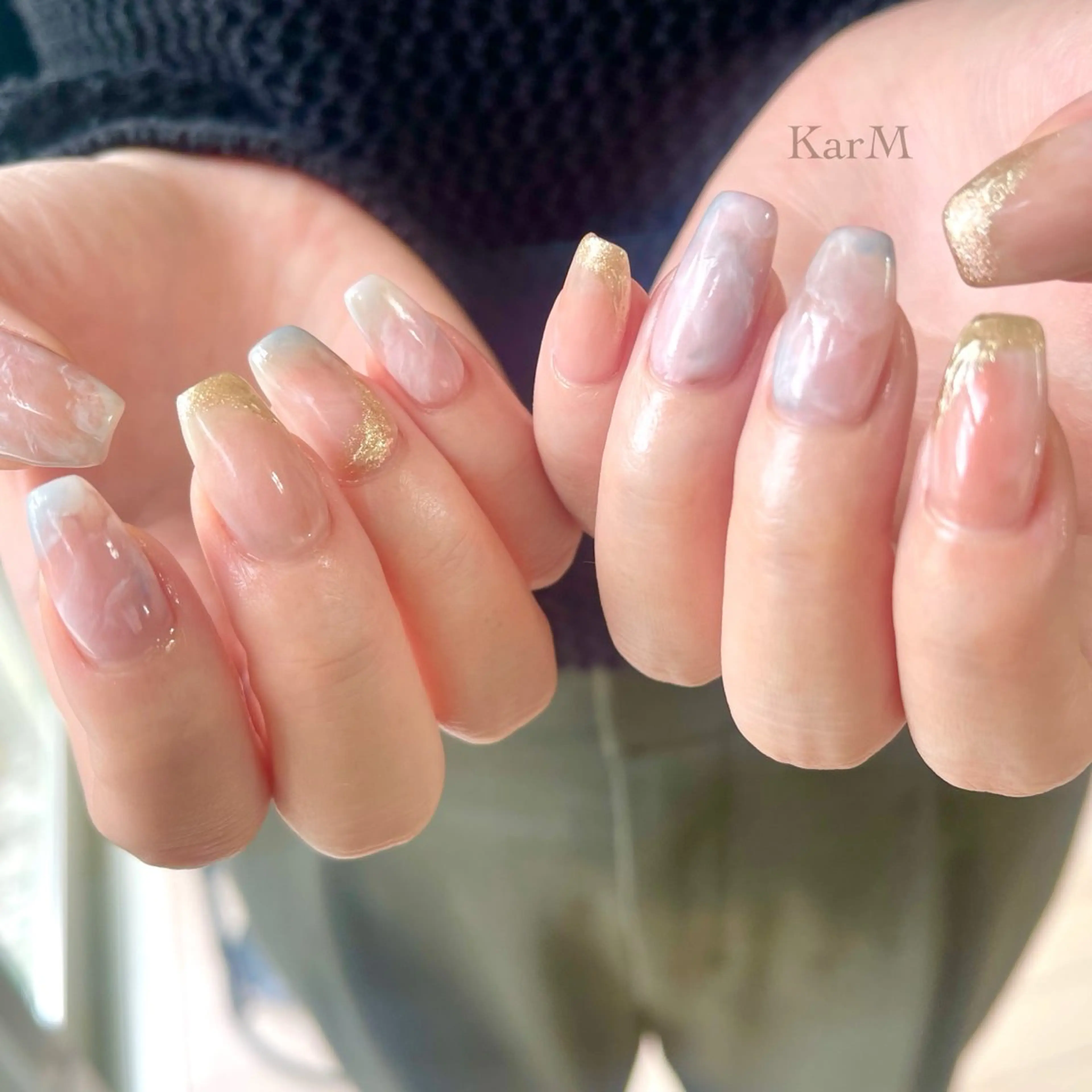 ネイル オーロラネイル チークネイル フラッシュネイル フレンチネイル グラデーション ハンドネイル ogino karinのネイルデザイン