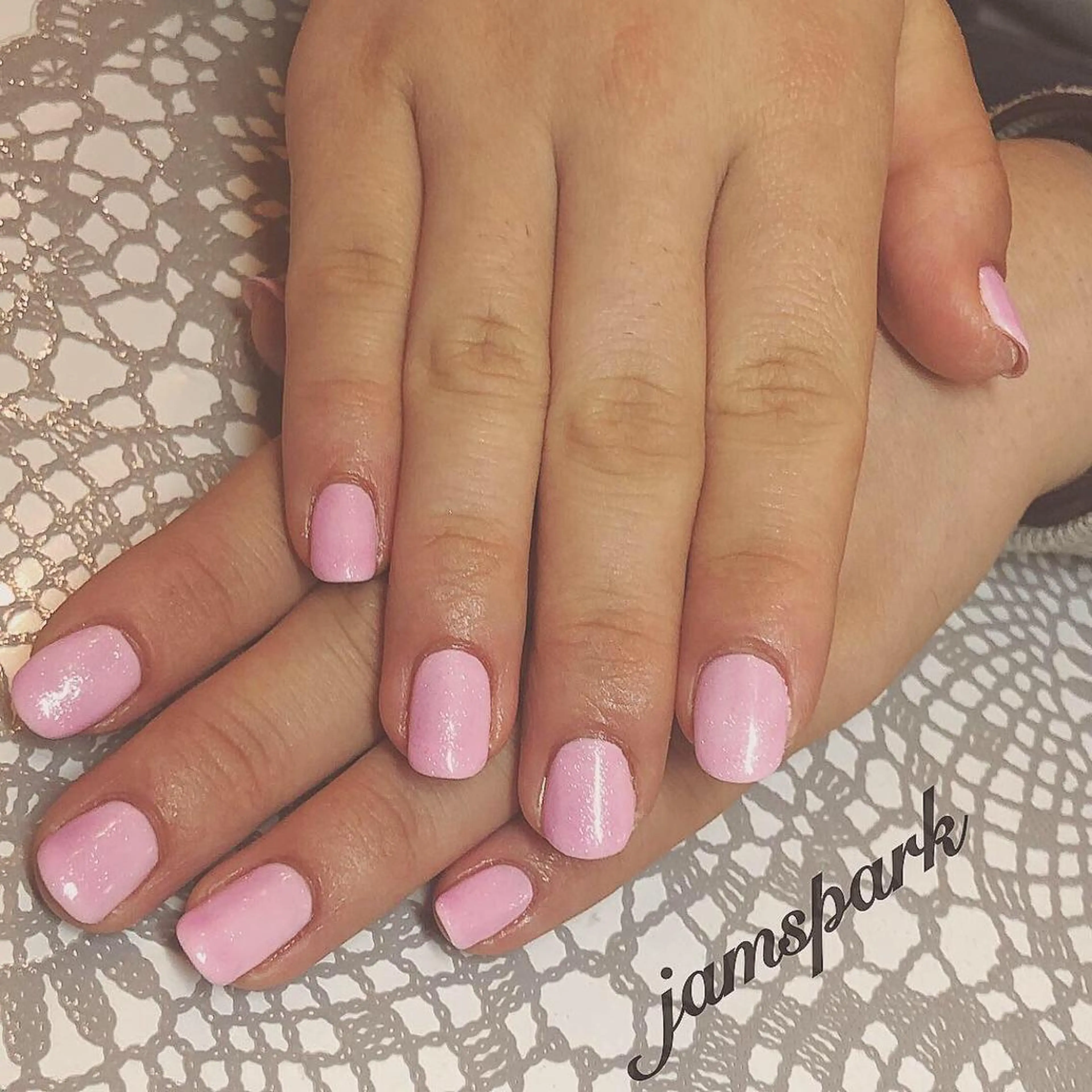 ネイル ラメ(グリッター) オフィスネイル ワンカラーネイル ピンク パープル ハンドネイル jamspark ✨のネイルデザイン