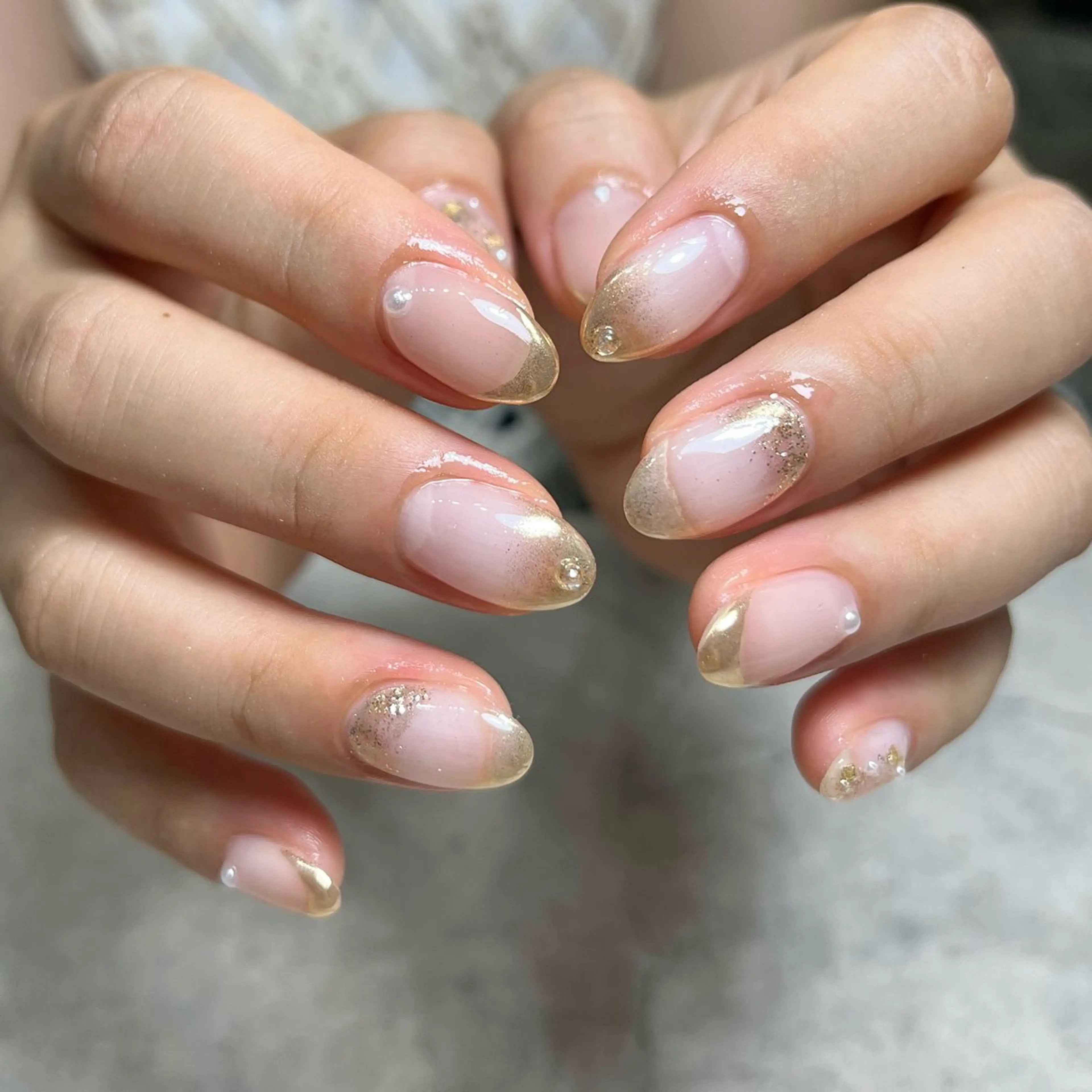 ネイル グリーン ブライダルネイル ハンドネイル nail salon O (en)所属・vegh. nail／阿波座のネイルデザイン