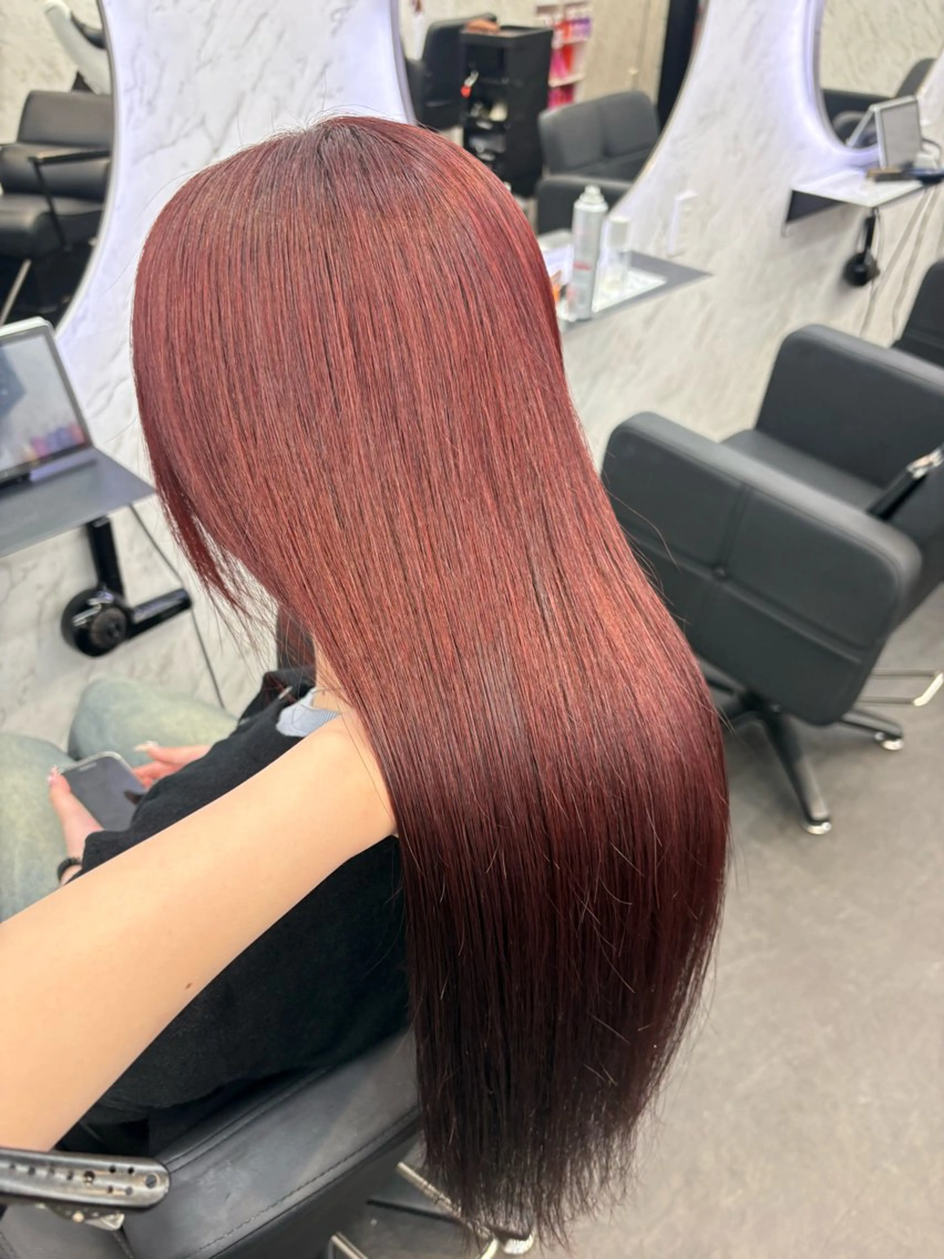 ロング カラー レッドカラー カット ヘアカラー hair salon dot. mooda 韓国風サロン 町田店所属・韓国風ヘア🎀🩶 /♡𝓝𝓸𝓪♡のヘアスタイル