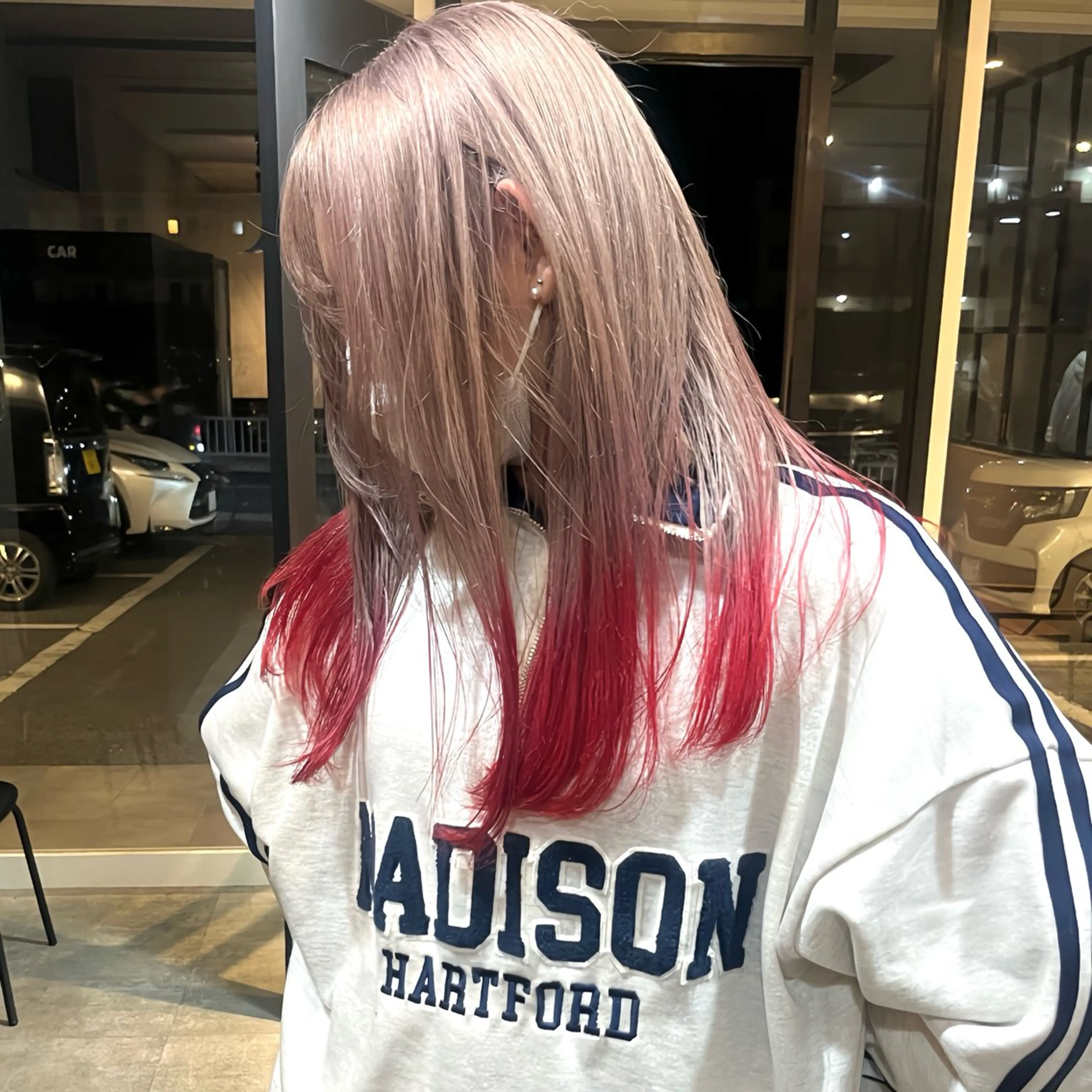 ロング カラー ベージュカラー グラデーションカラー ミルクティーベージュ レッドカラー La fith hair lily加古川店所属・原満里奈/東加古川 /透け感カラー🫧のヘアスタイル