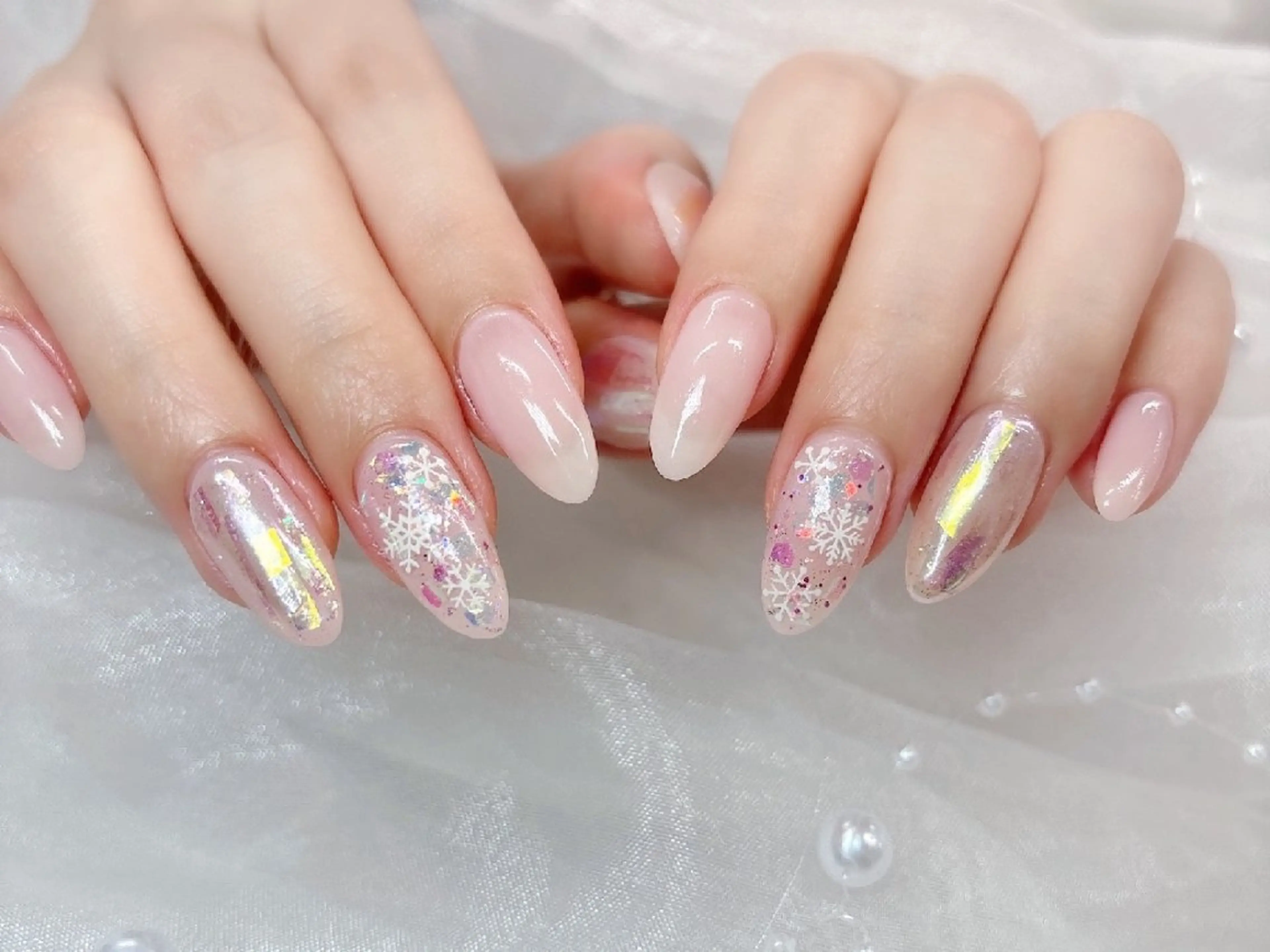 ネイル チークネイル 長さ出し フラッシュネイル フレンチネイル ジェルネイル Chouette Nailのネイルデザイン