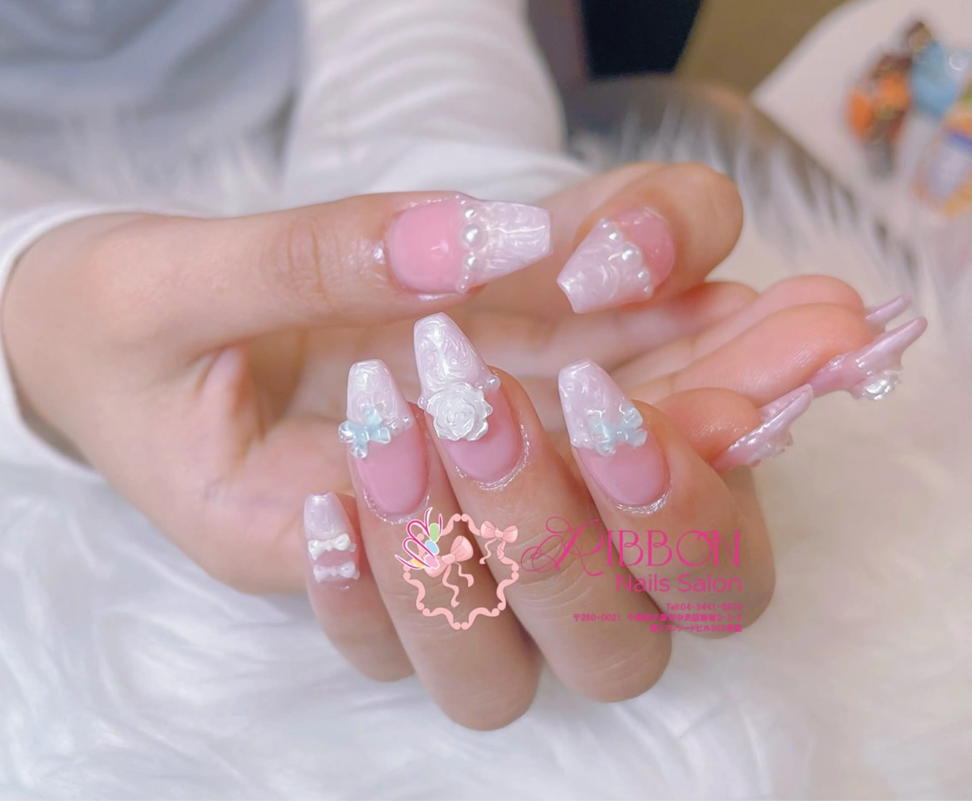 ネイル チークネイル フットネイル フレンチネイル グラデーション 韓国ネイル ハンドネイル Ribbonnail salonのネイルデザイン