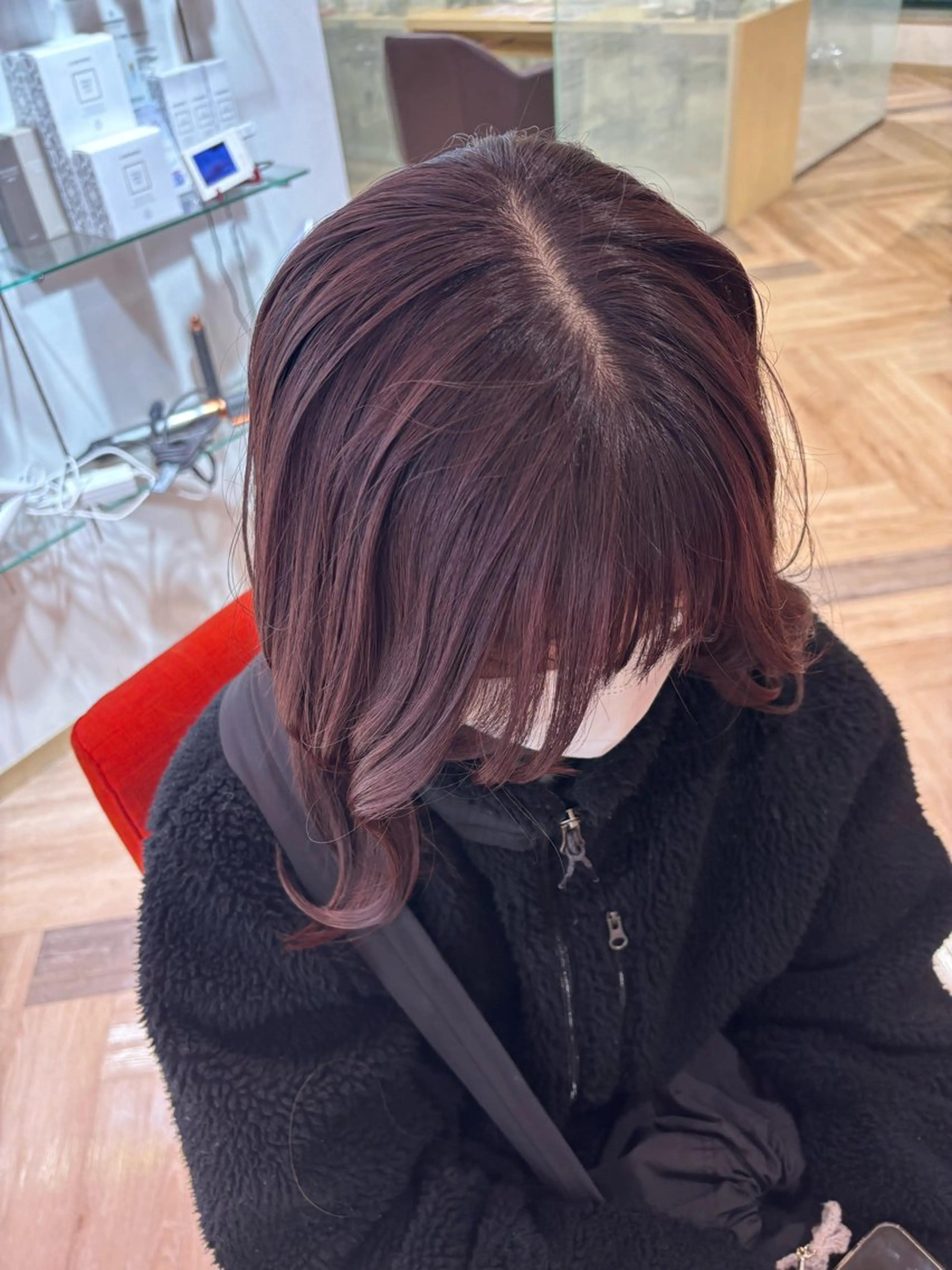ミディアム カラー レッドカラー カット ヘアカラー 優衣/パーマ/レイヤ ー/似合わせカラーのヘアスタイル