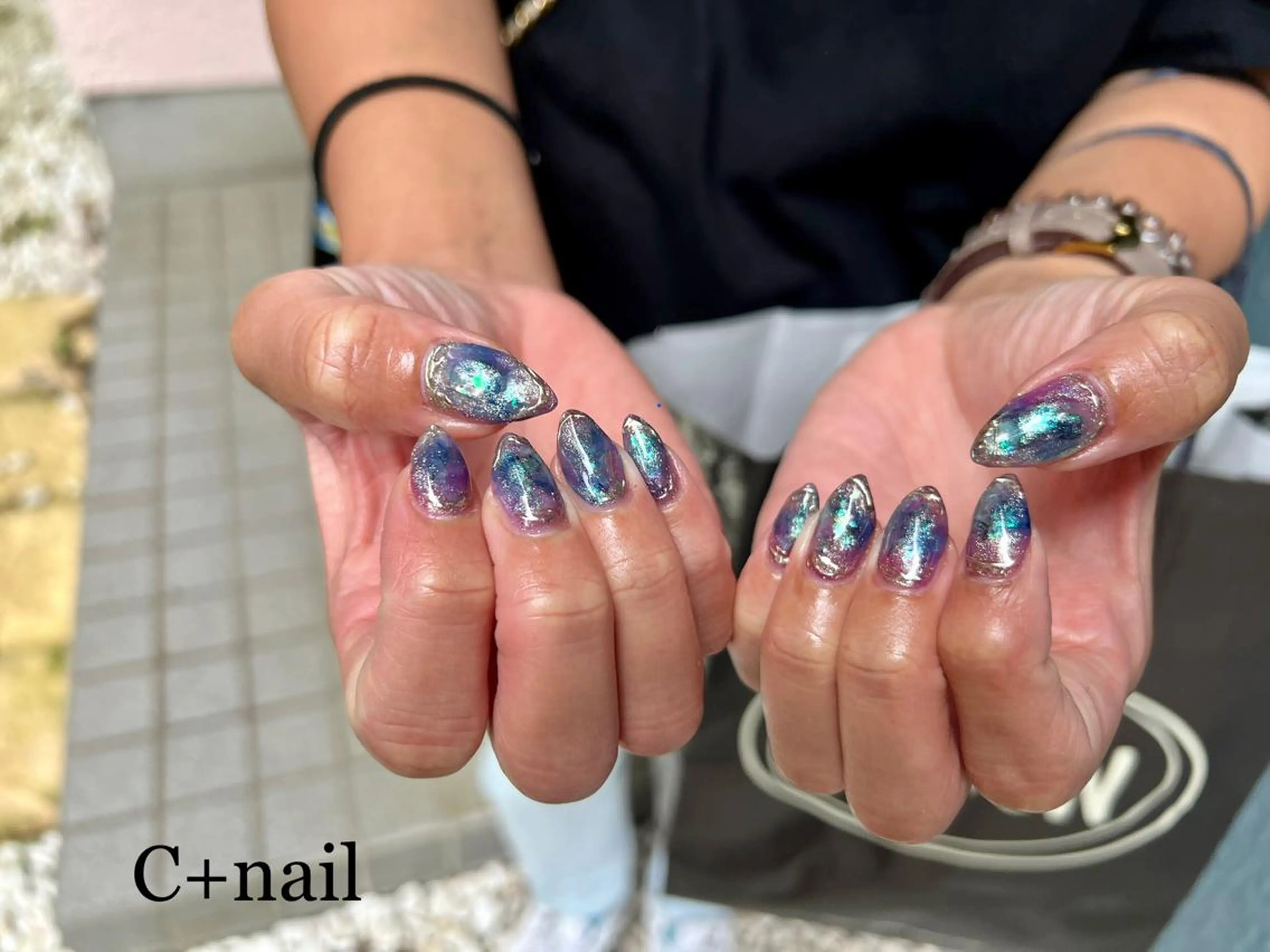 ネイル キラキラネイル ミラーネイル 夏ネイル ハンドネイル ✴︎ C+nailのネイルデザイン