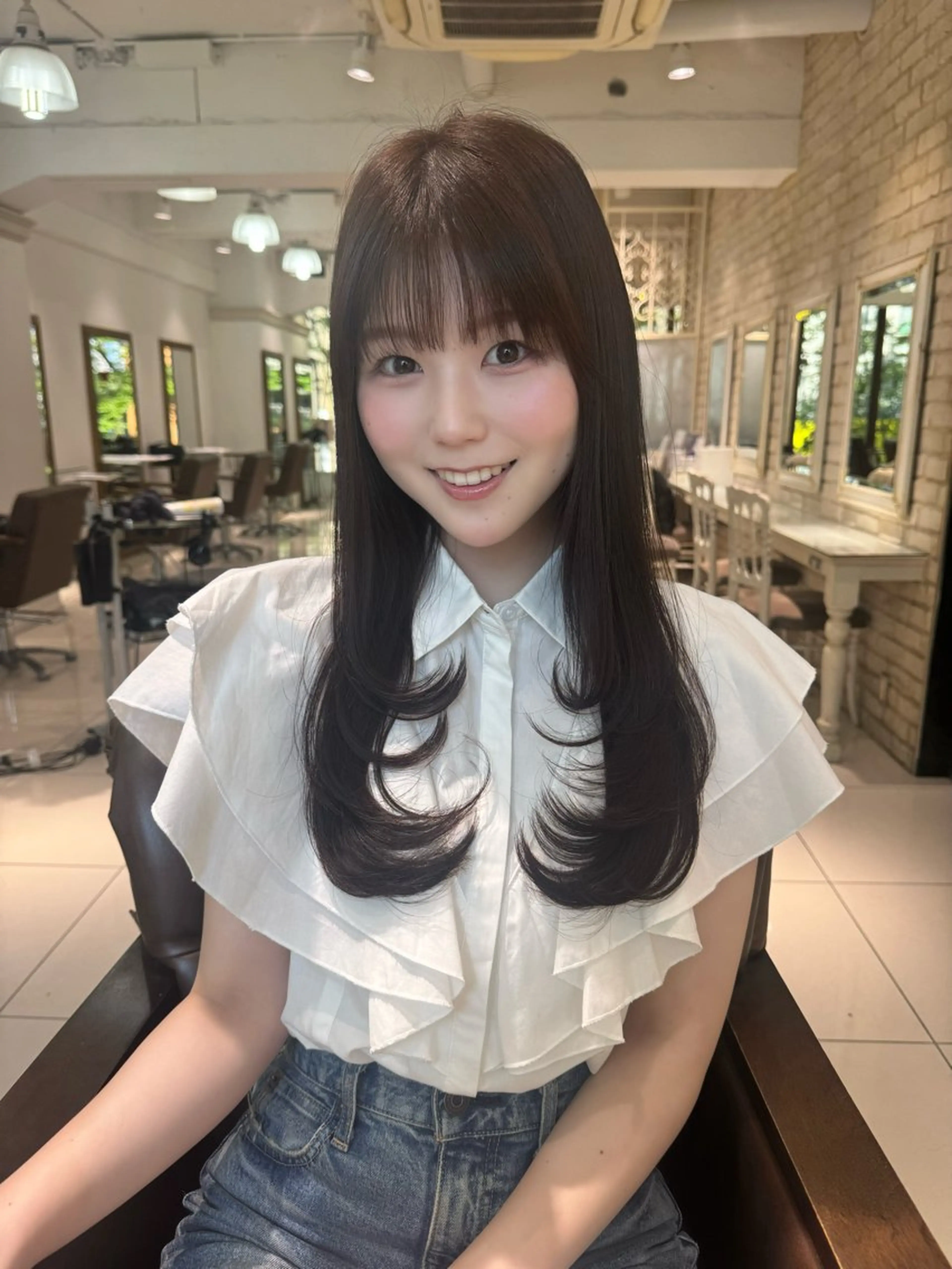 ロング カラー カット ヘアカラー トリートメント 富澤あゆみ/髪質改善 /透明感カラーのヘアスタイル