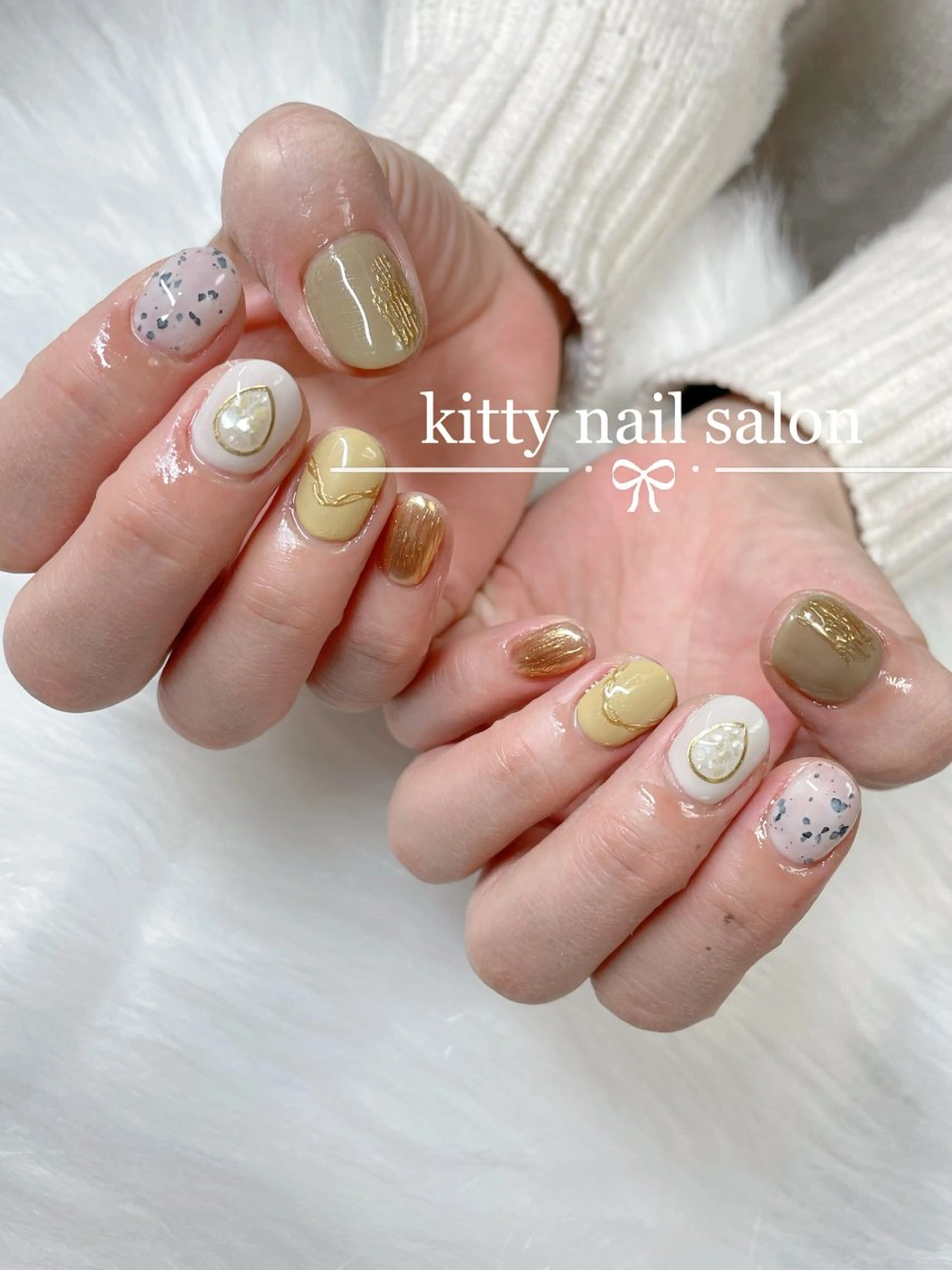 ネイル フレンチネイル マグネットネイル マグネットフレンチ ミラーネイル シンプルネイル ハンドネイル kitty nail salonのネイルデザイン